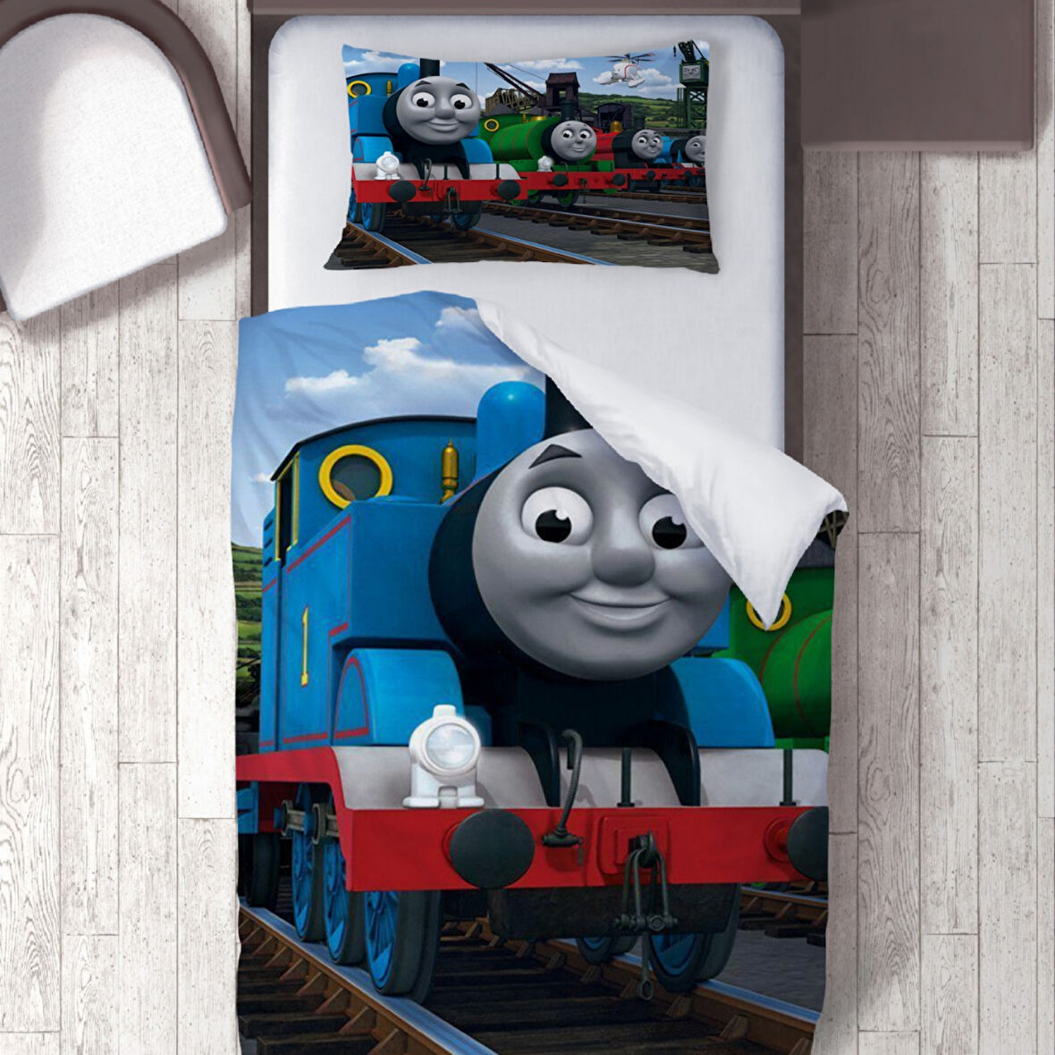 Thomas Tren Temalı Baskılı Tek Kişilik Nevresim Takımı
