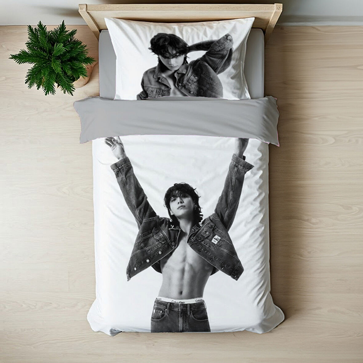BTS Jungkook Temalı Baskılı Tek Kişilik Nevresim Takımı