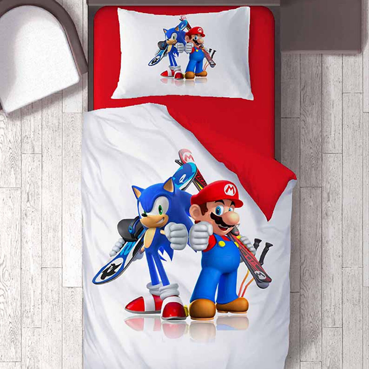 Sonic ve Mario Temalı Baskılı Tek Kişilik Nevresim Takımı