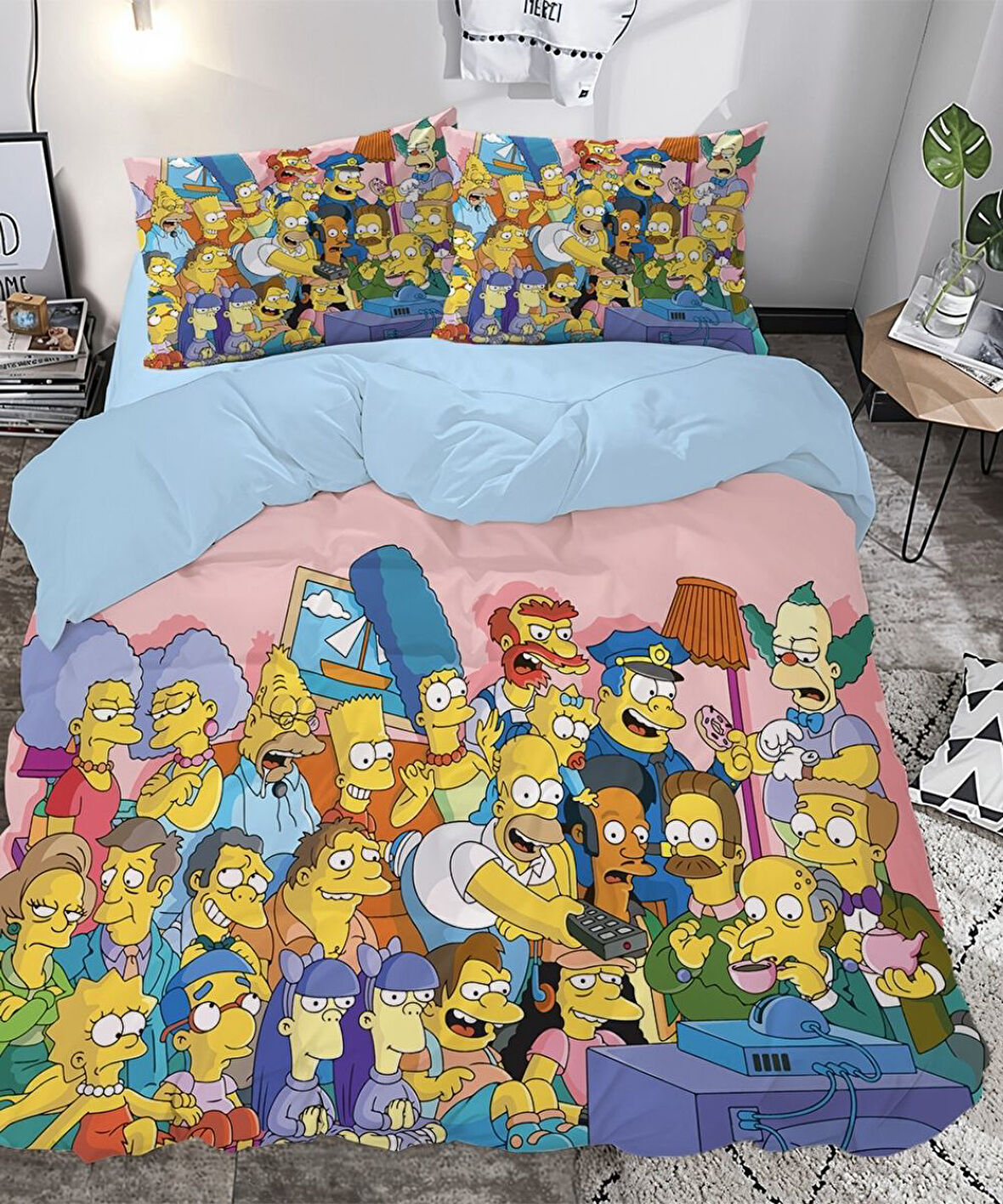 Simpson Temalı Baskılı Çift Kişilik Nevresim Takımı