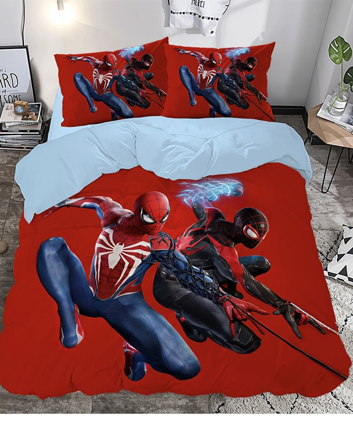 Spiderman Temalı Baskılı Çift Kişilik Nevresim Takımı