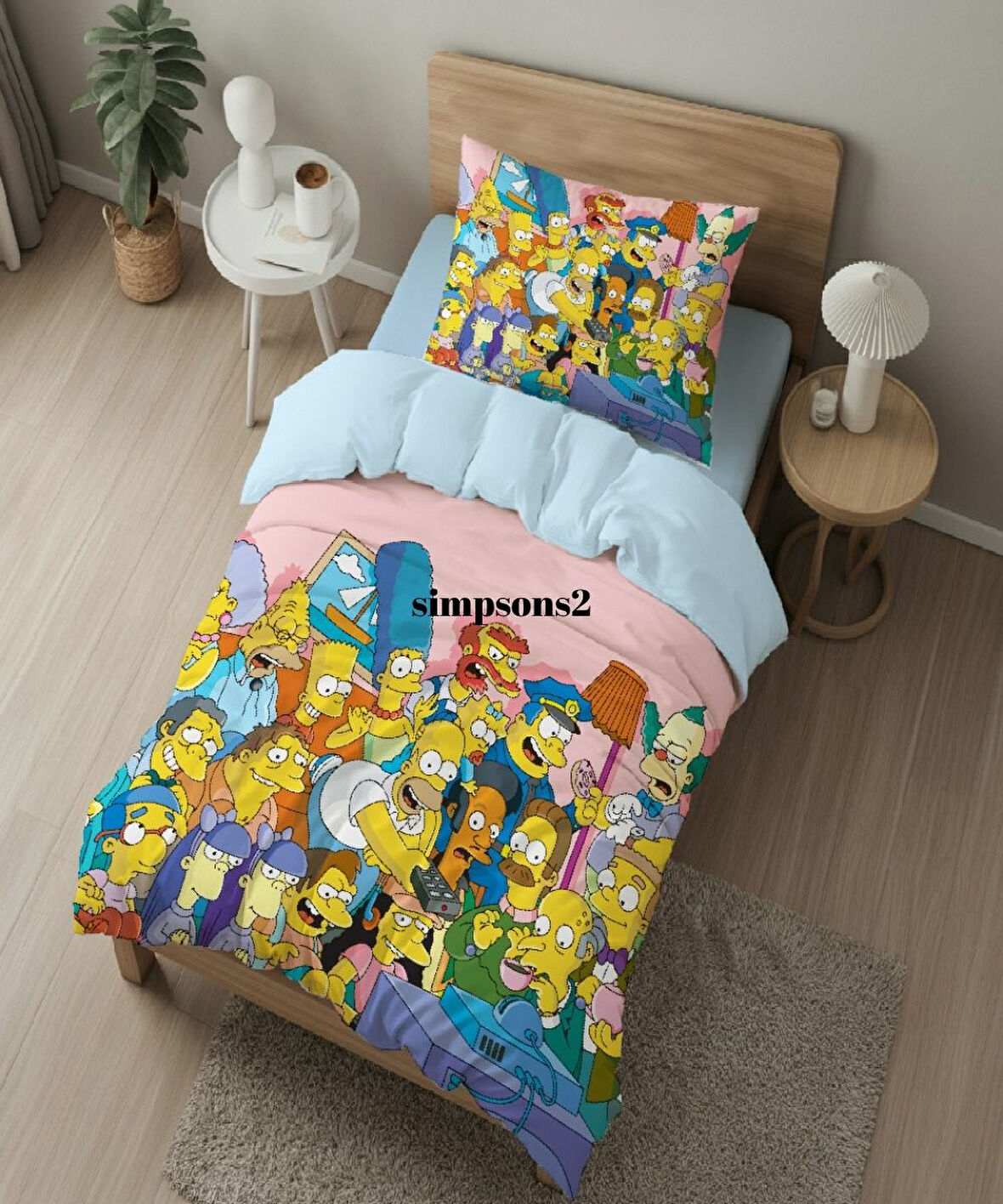 Simpson Temalı Baskılı Tek Kişilik Nevresim Takımı