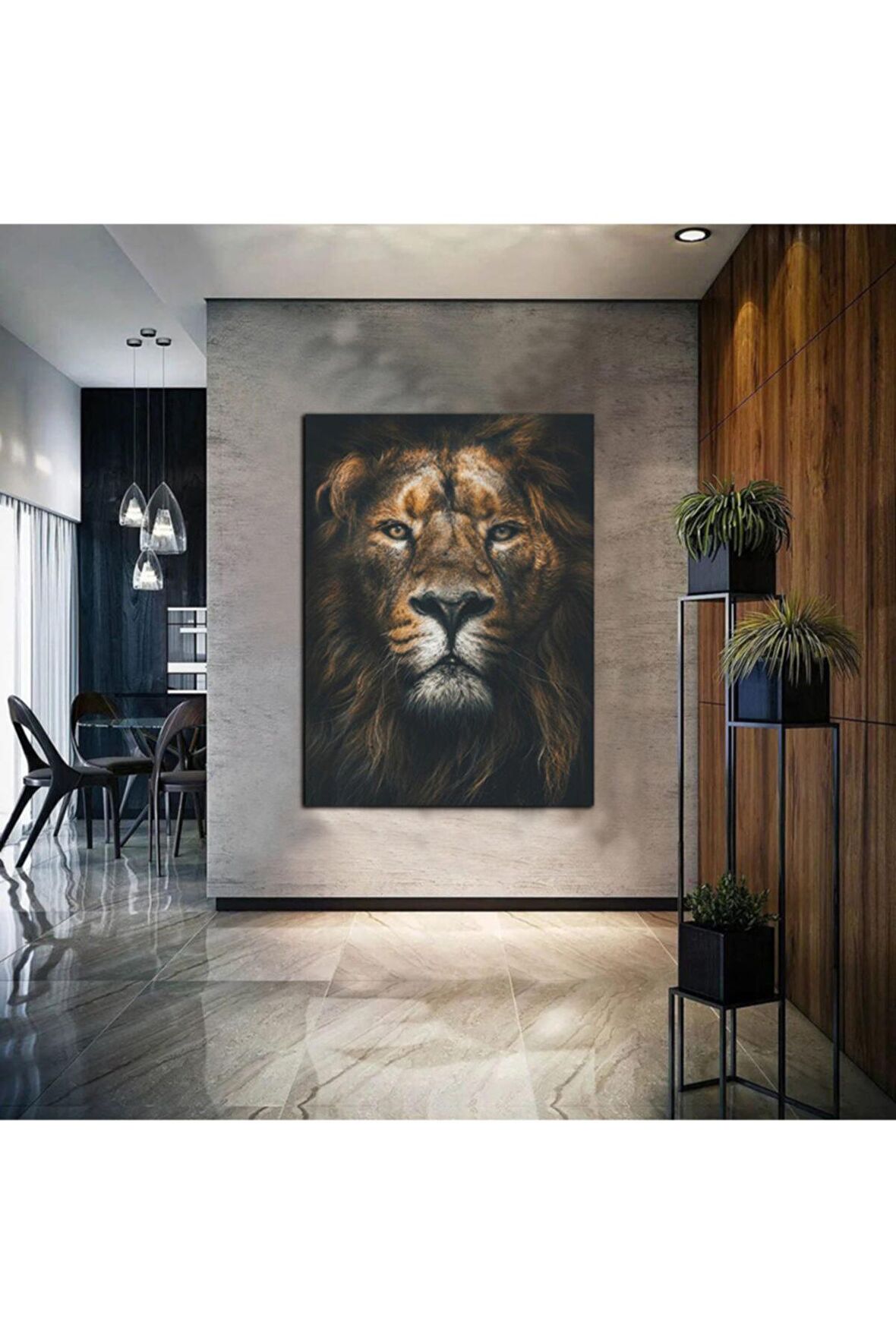 Yağlı Boya Efektli Soyut Aslan Tablosu 4 Harikabirev