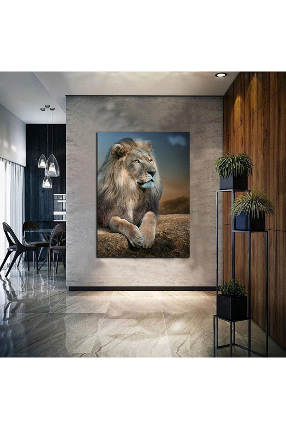 Yağlı Boya Efektli Soyut Aslan Tablosu 5 Harikabirev