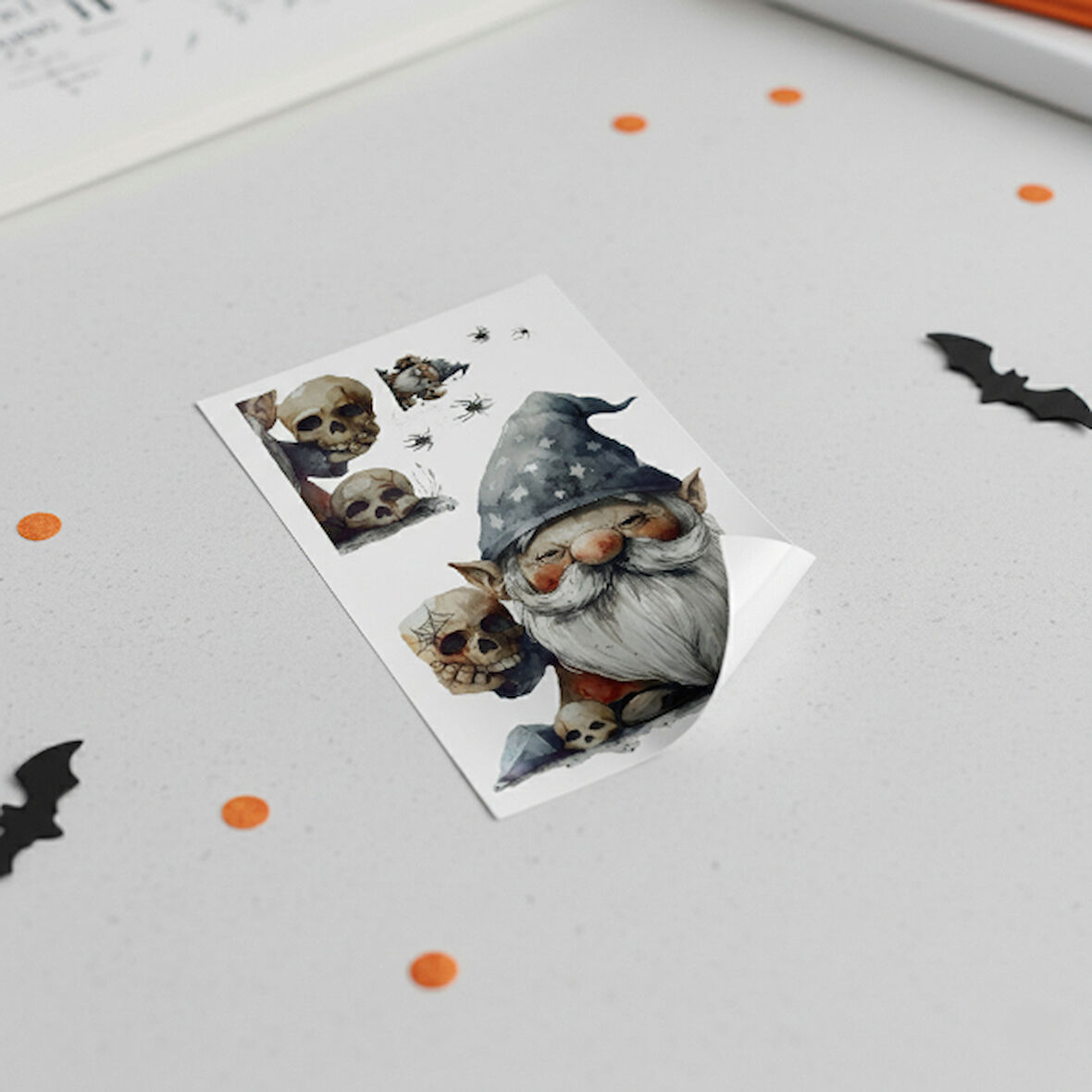 Gotik Cüce ve Kafatası Halloween Duvar Sticker Seti