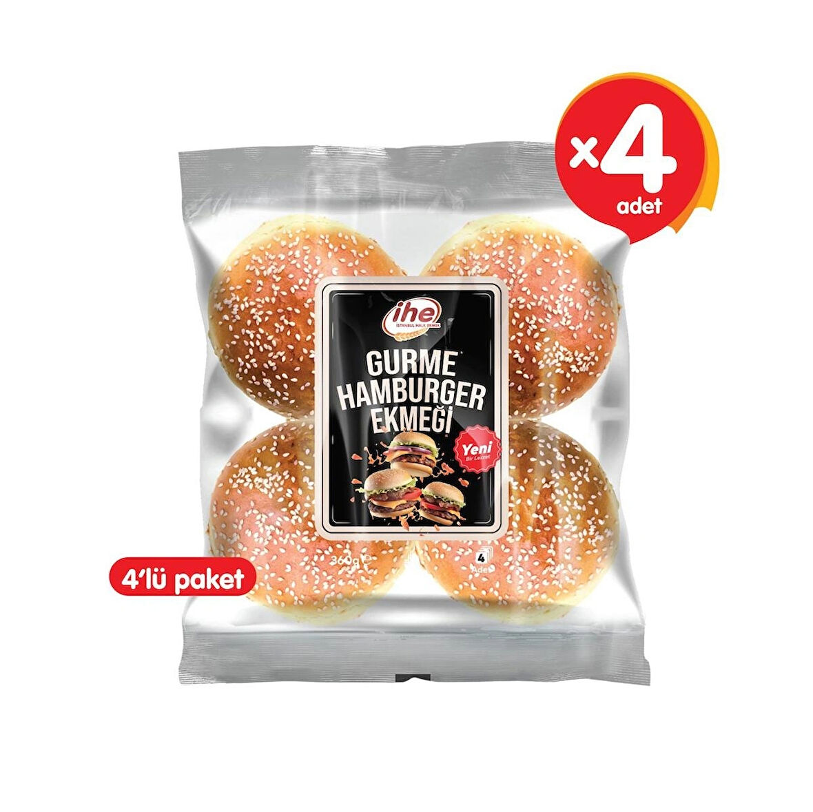  GURME HAMBURGER EKMEĞİ 360 gr. (4 ADET)
