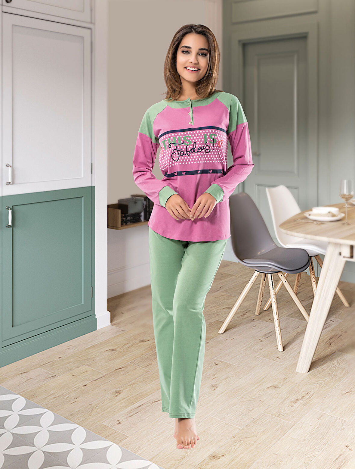 Uzun Kol Kadın Pijama Takım 1120