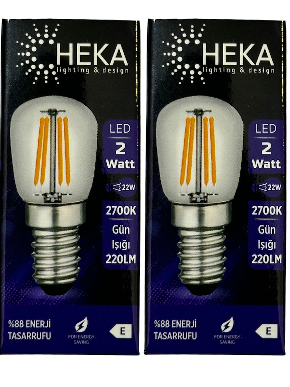 Heka 2W (22W) 2700K (Sarı Işık) E14 Duylu Led Rustik Ampul (2 Adet)