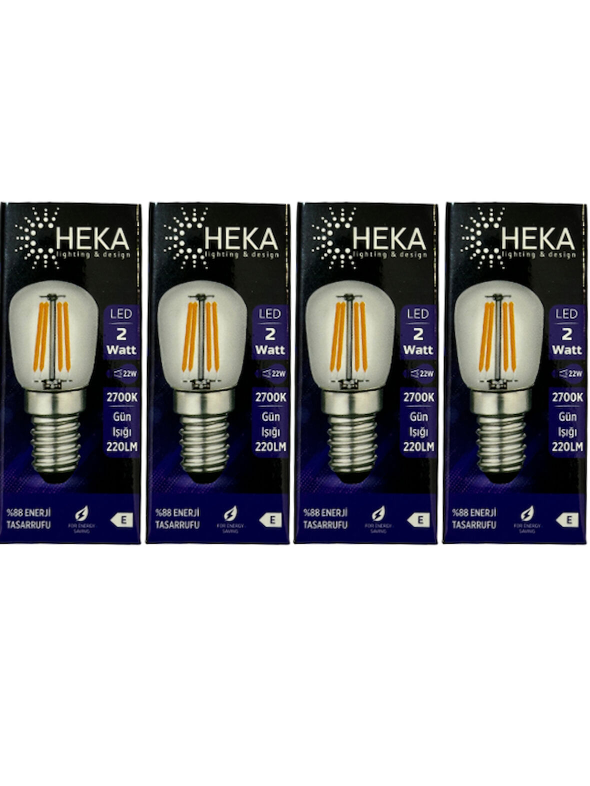 Heka 2W (22W) 2700K (Sarı Işık) E14 Duylu Led Rustik Ampul (4 Adet)