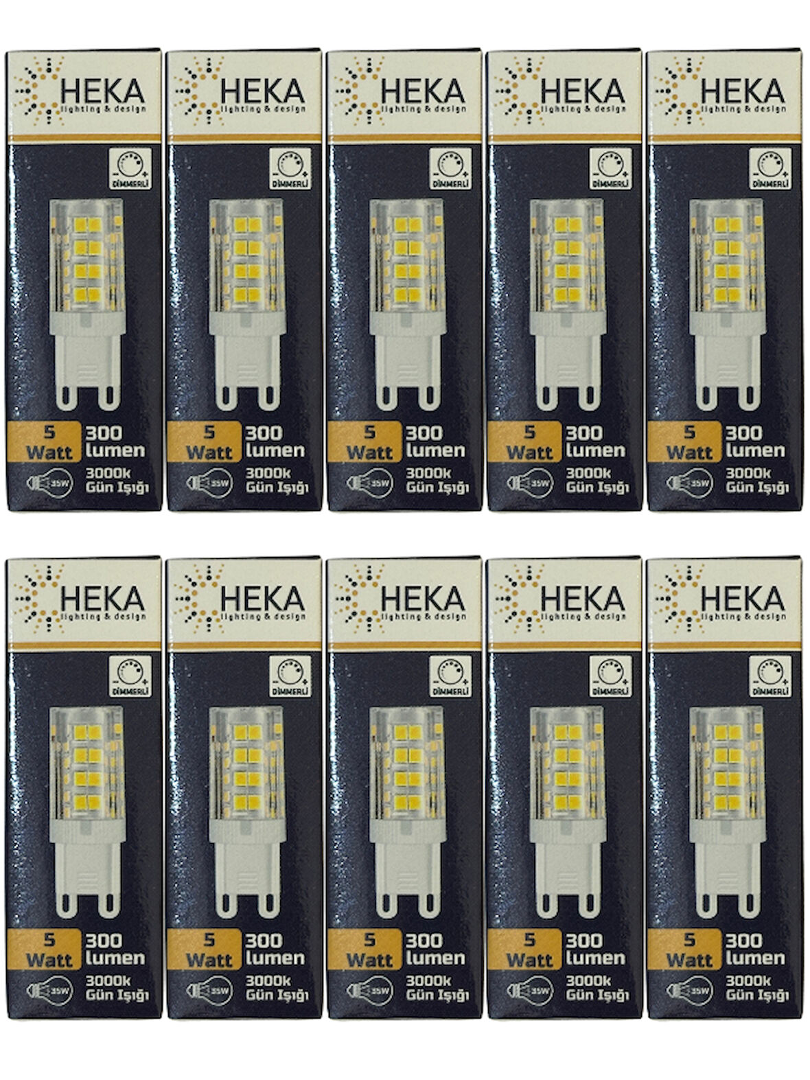 Heka 5W (35W) 3000K (Gün Işığı) G9 Duylu Dim Edilebilir Led Kapsül Ampul (10 Adet)