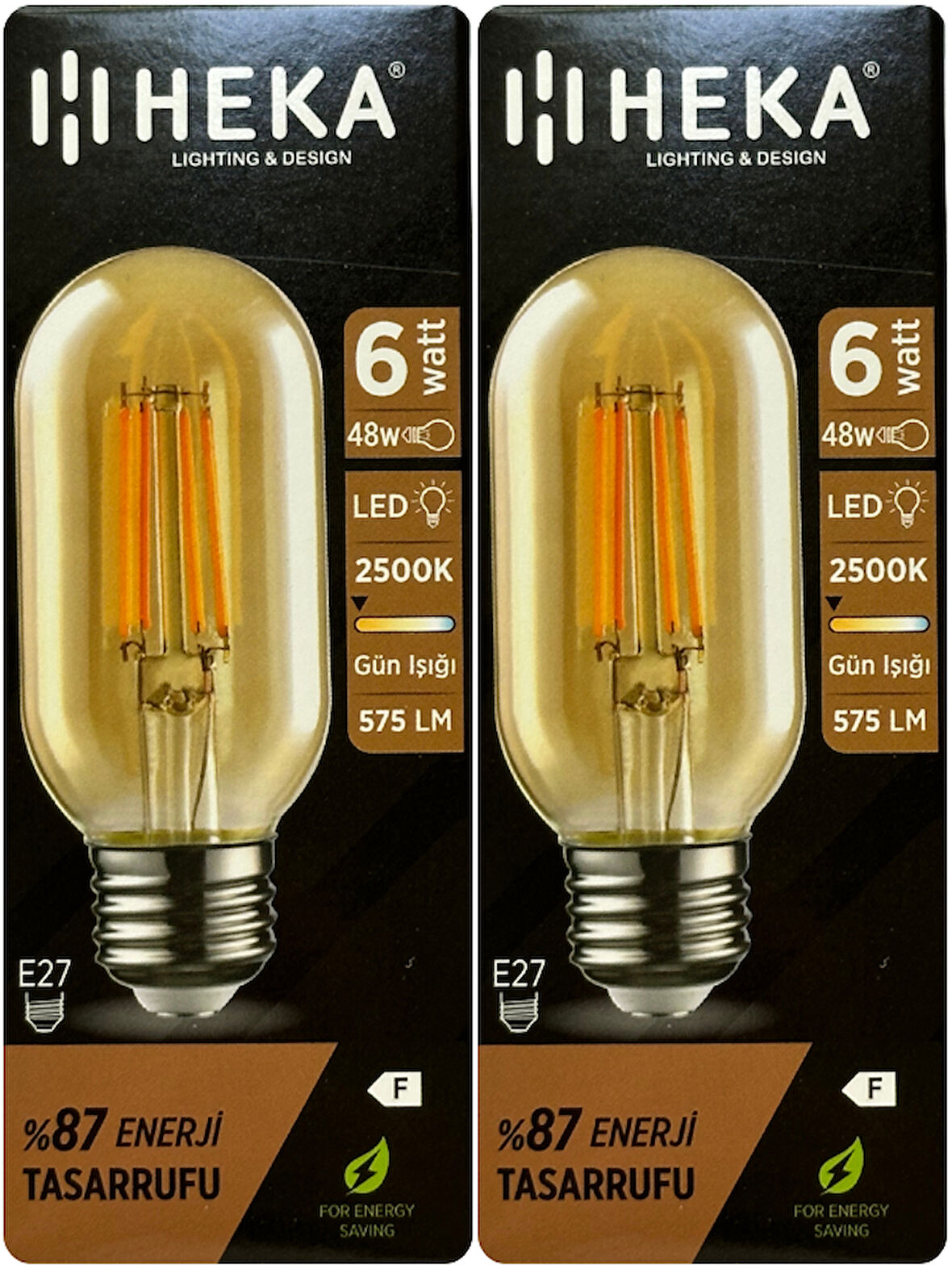 (2 Adet) Heka 6W (48W) 2500K (Günışığı) E27 Duylu (Kalın Duy) Şeffaf Led Ampul