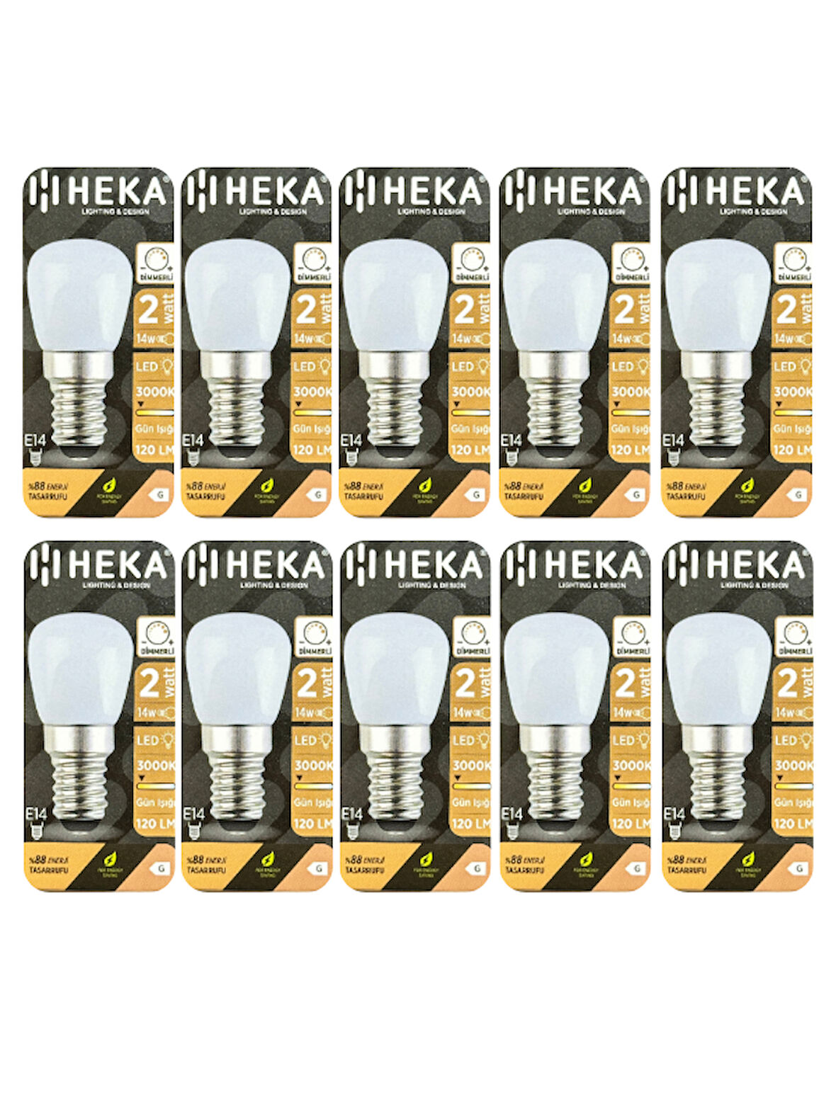 (10 Adet) Heka 2W (14W) 3000K (Sarı Işık) E14 Duylu (İnce Duy) Dim Edilebilir Soft Led Mini Ampul