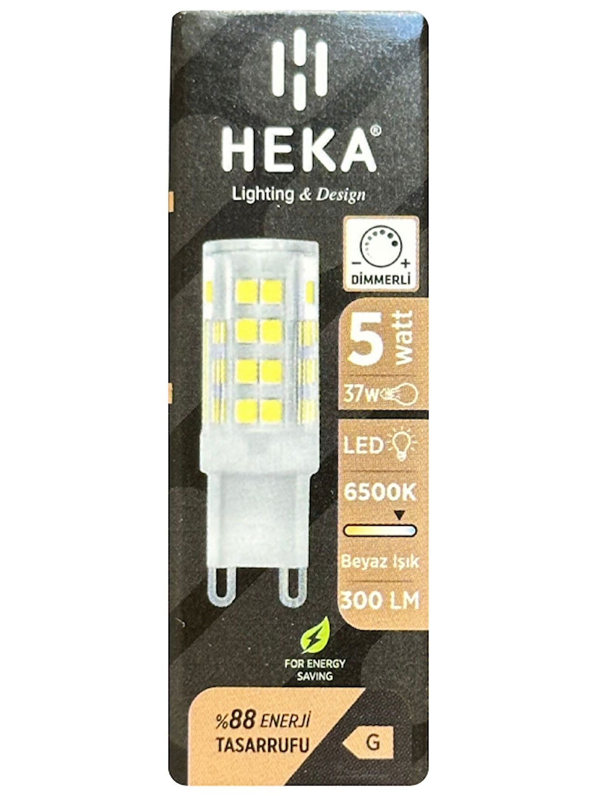 (1 Adet) Heka 5W (37W) 6500K (Beyaz Işık) G9 Duylu Dim Edilebilir Led Kapsül Ampul