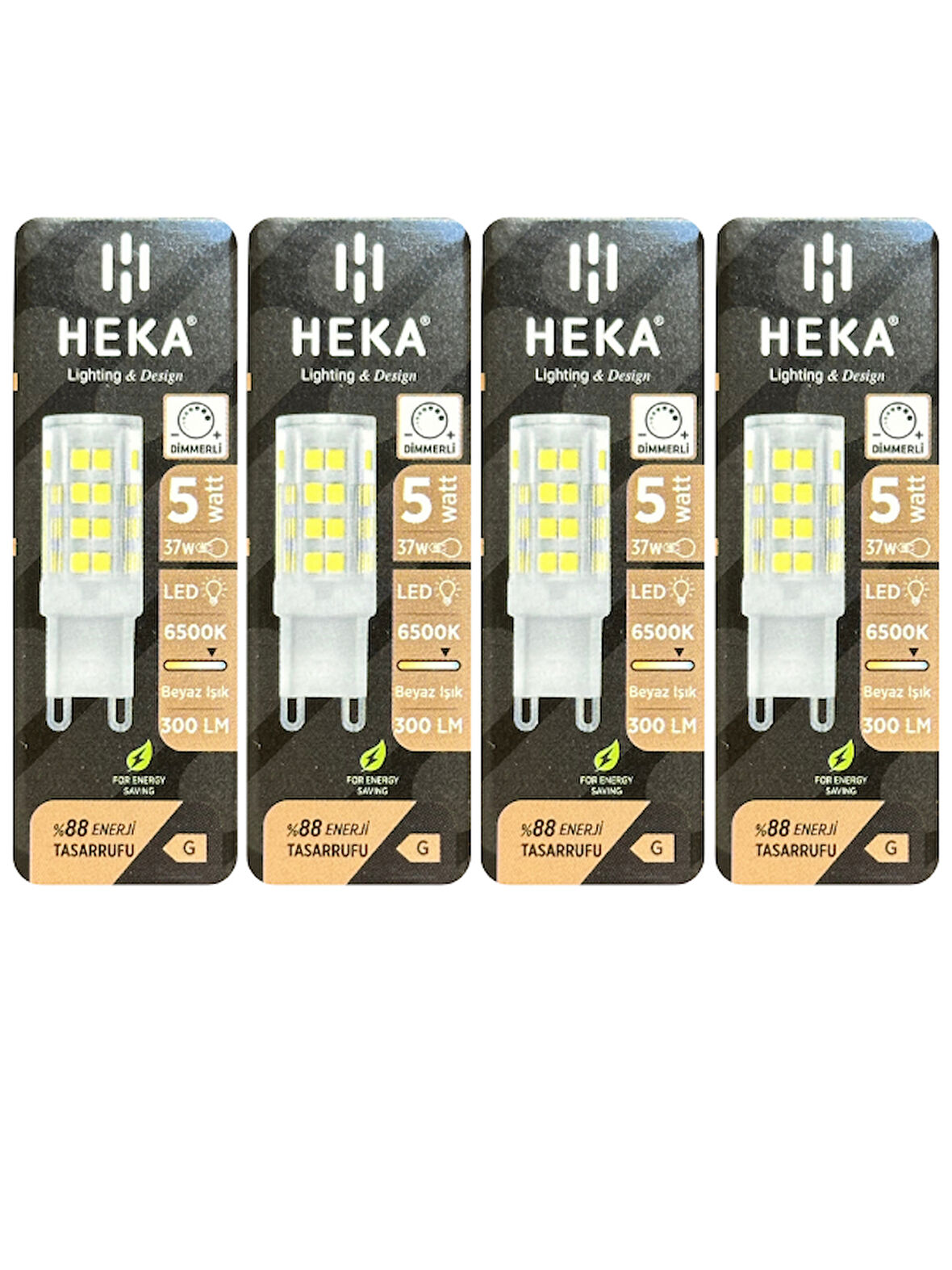 (4 Adet) Heka 5W (37W) 6500K (Beyaz Işık) G9 Duylu Dim Edilebilir Led Kapsül Ampul