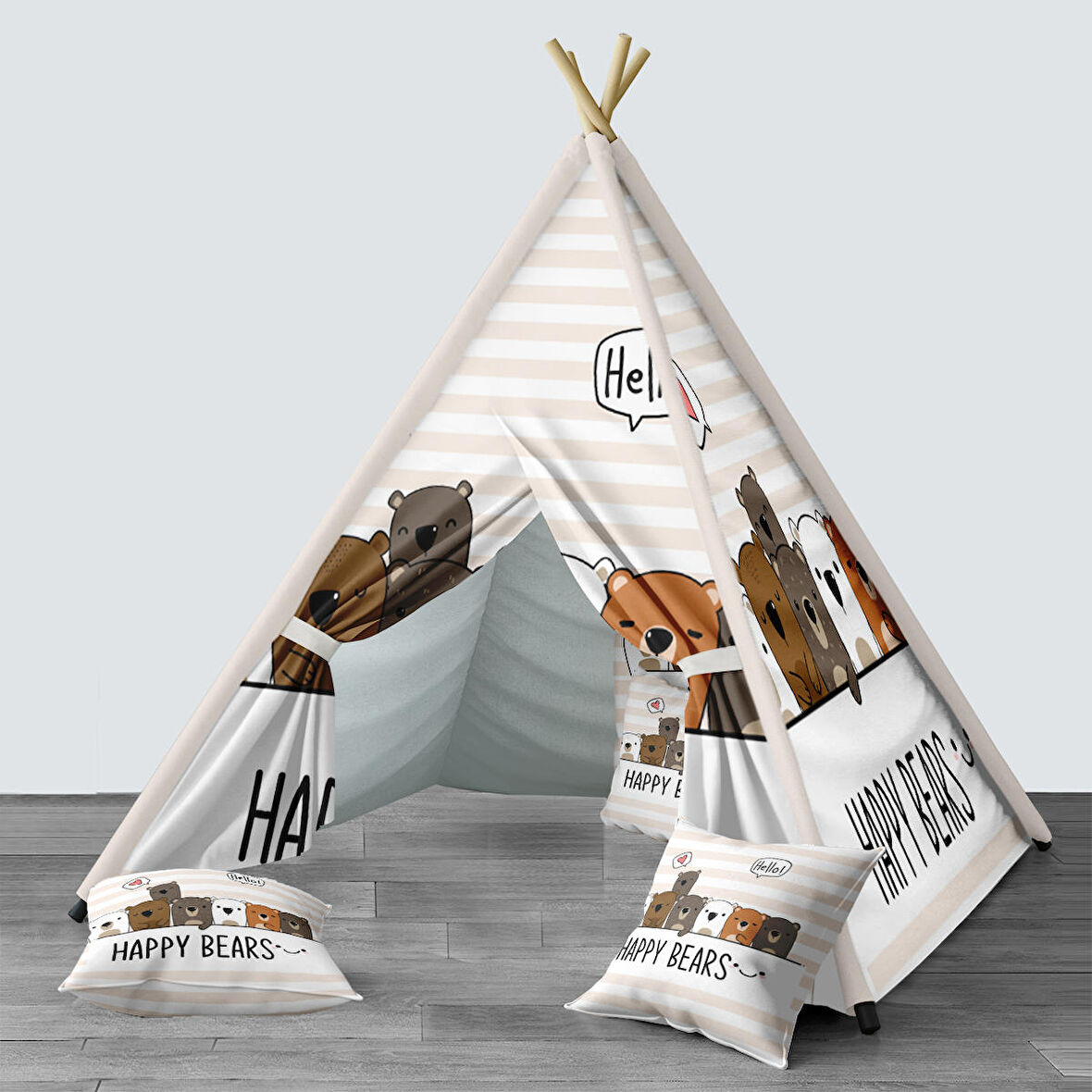 Kahvrengi Bebek, Çocuk Odası Minderli/Mindersiz Oyun Evi, Çadırı Model 0009