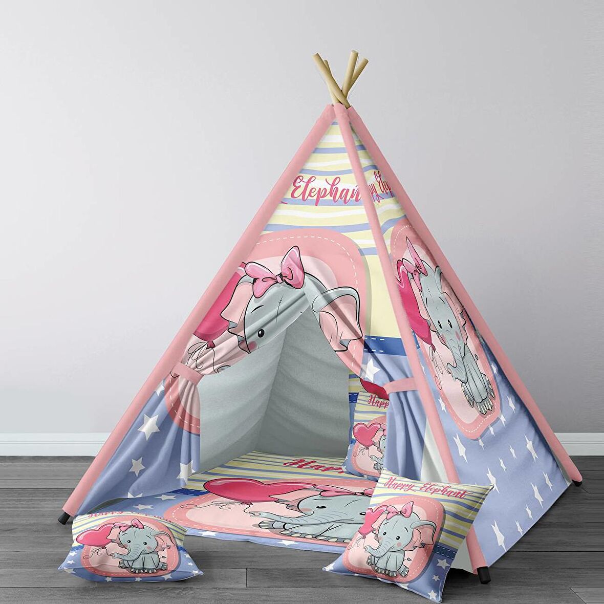 Mavi Bebek, Çocuk Odası Minderli/Mindersiz Oyun Evi, Çadırı Model 0018