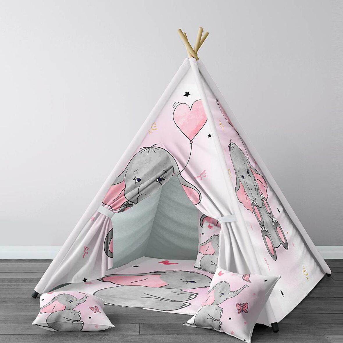 Pembe Bebek, Çocuk Odası Minderli/Mindersiz Oyun Evi, Çadırı Model 0061