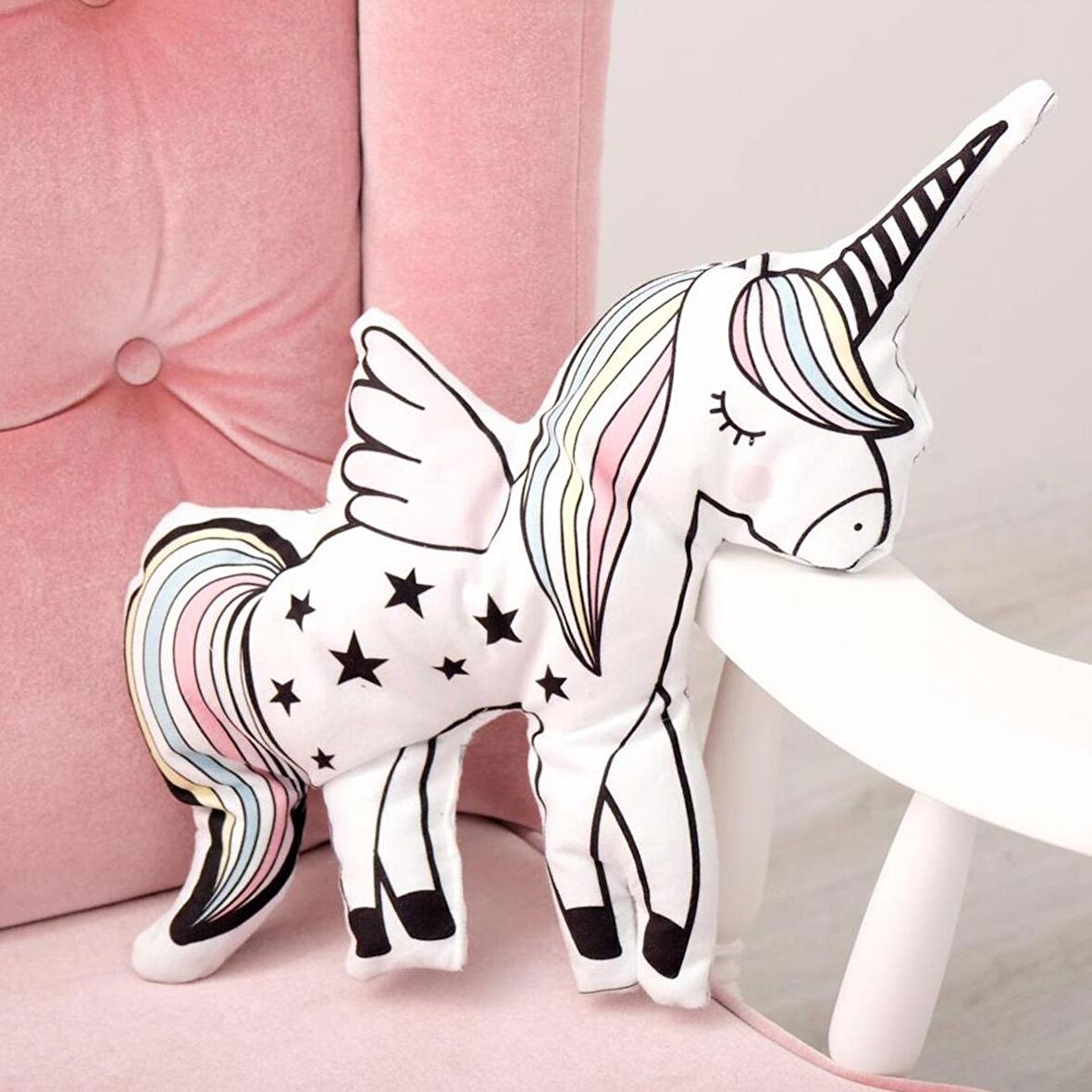 Beyaz Unicorn Bebek, Çocuk Odası Uyku Arkadaşı Peluş Oyuncaklar Model 071