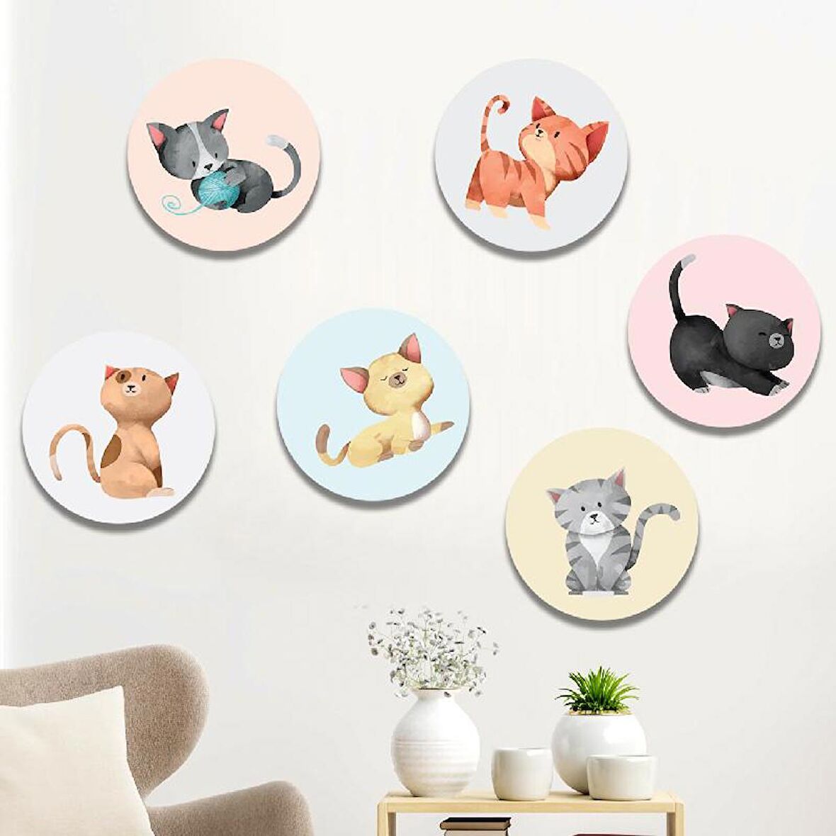 Kedi Ahşap Set Bebek Çocuk Yatak Odası Ev Dekorasyon Model 013