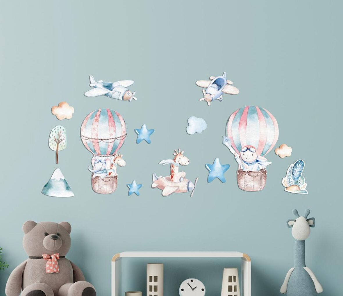 Uzay ve Gezegen Ahşap Set Bebek Çocuk Yatak Odası Ev Dekorasyon Model 001 