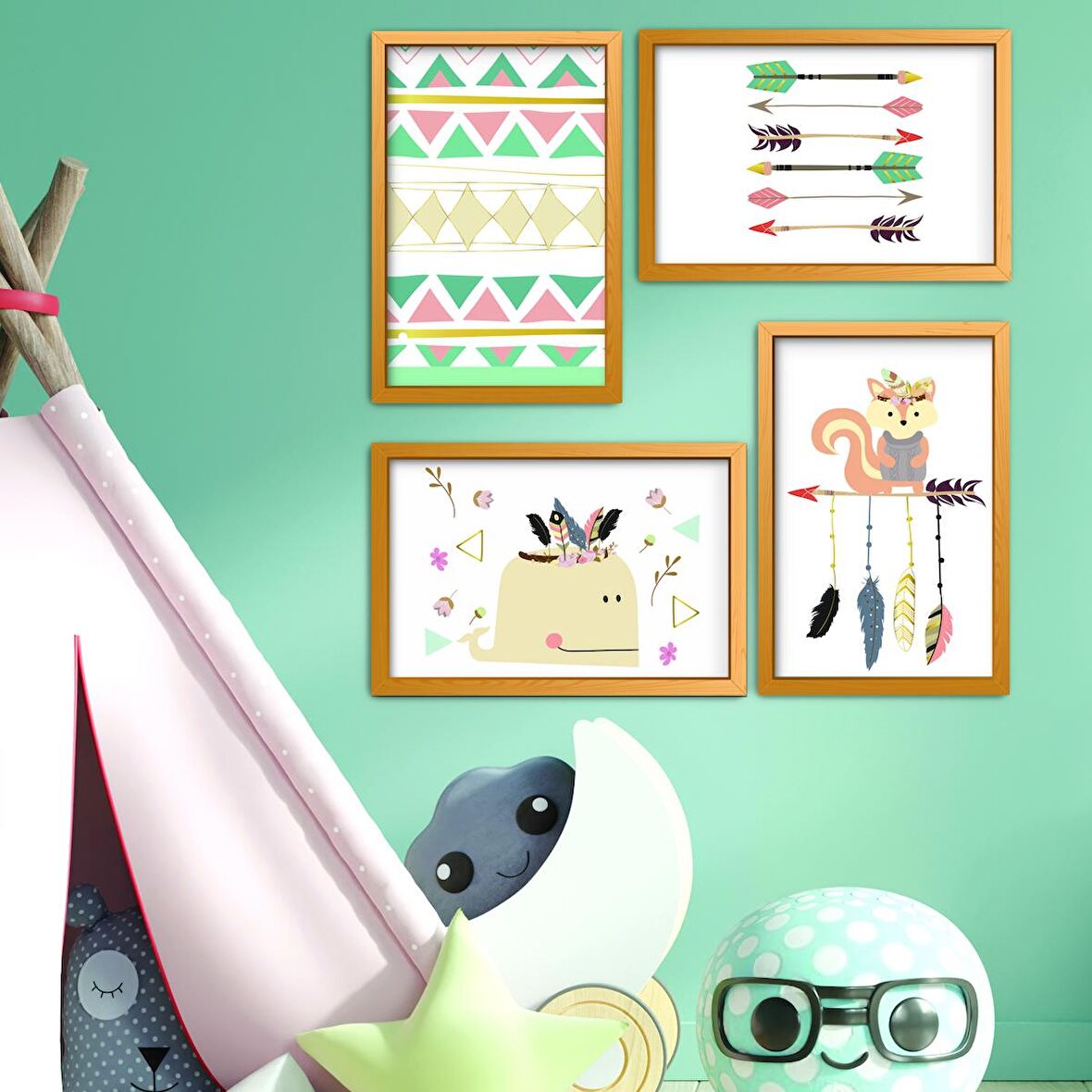 Çerçeve Ahşap Set Bebek Çocuk Yatak Odası Ev Dekorasyon Model 035
