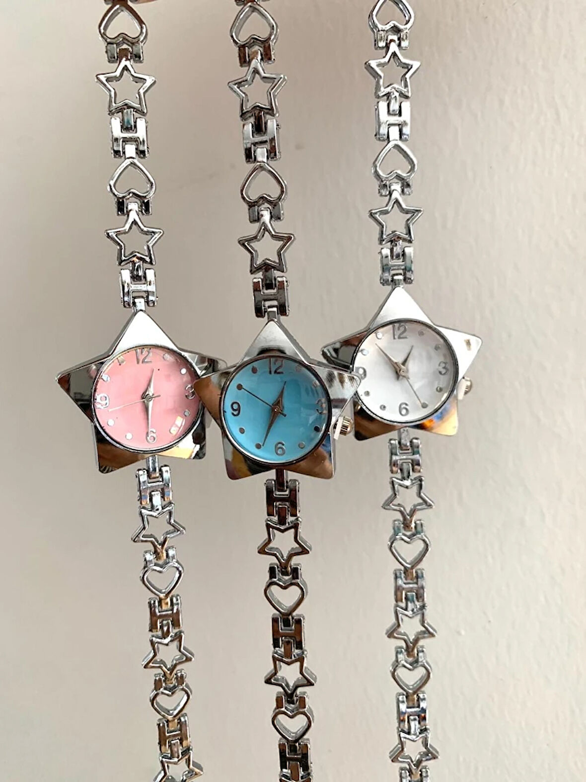 Yıldız Kadranlı Kalp Kordonlu Model Kadın Kol Saati