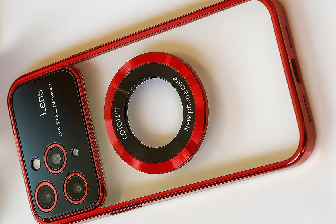 İphone 14 Pro Max Kılıf Kamera Korumalı Magsafe Colourl Koyu Kırmızı