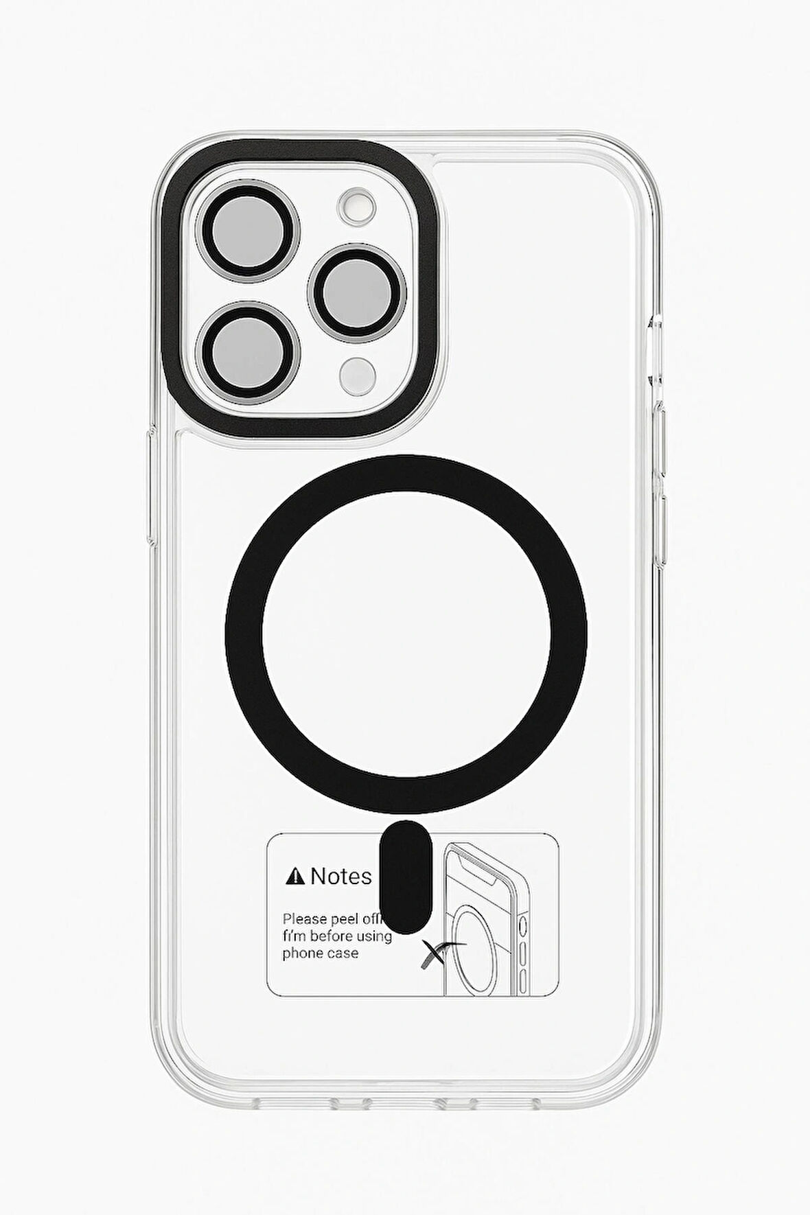 İphone 15 Pro Max Kılıf Kamera Korumalı Magsafe Şeffaf Siyah