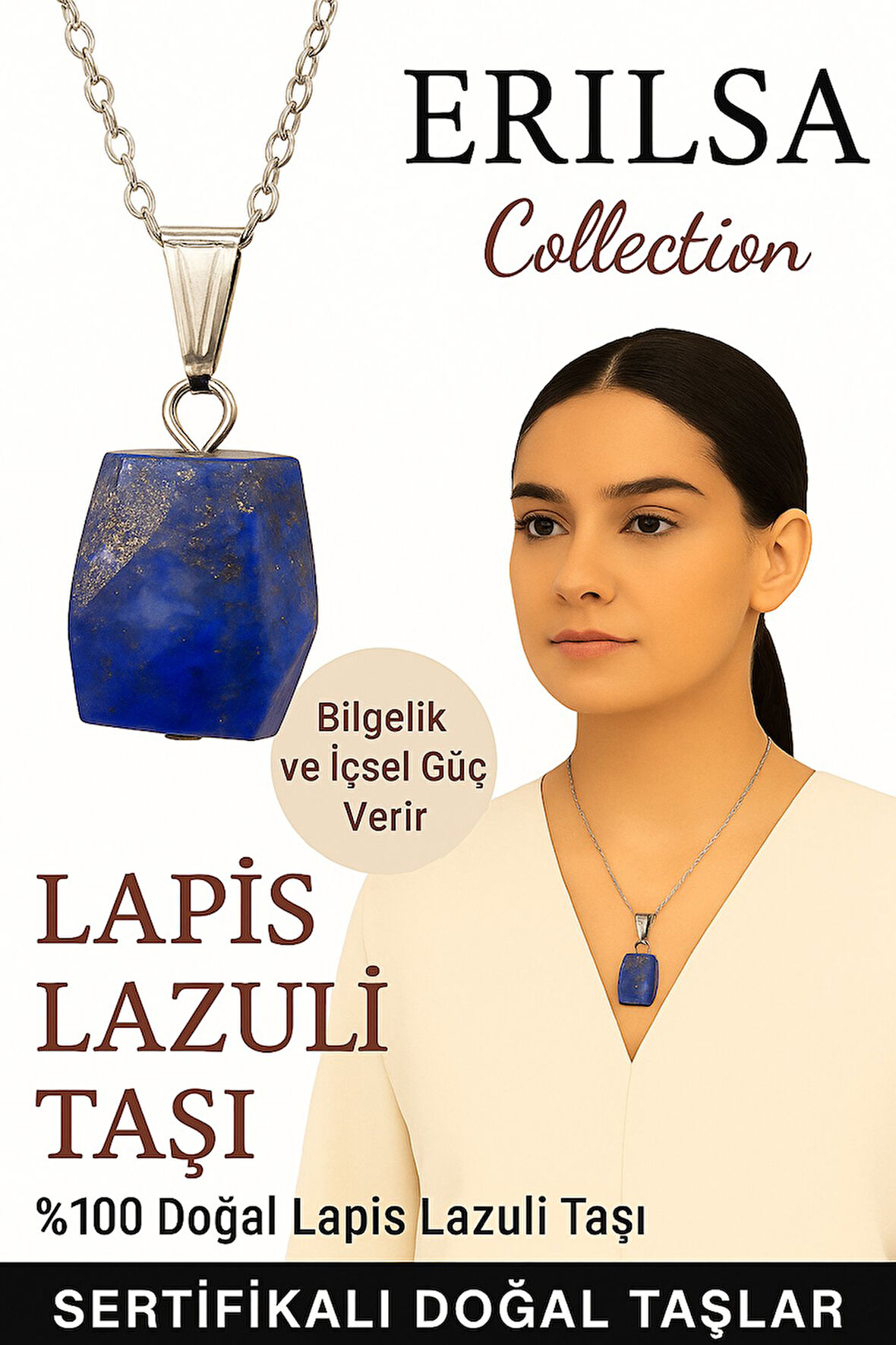 Sertifikalı Fasetli Lapis Lazuli Doğal Taş Kolye - Kadın Erkek İçsel Güç ve Bilgelik Taşı