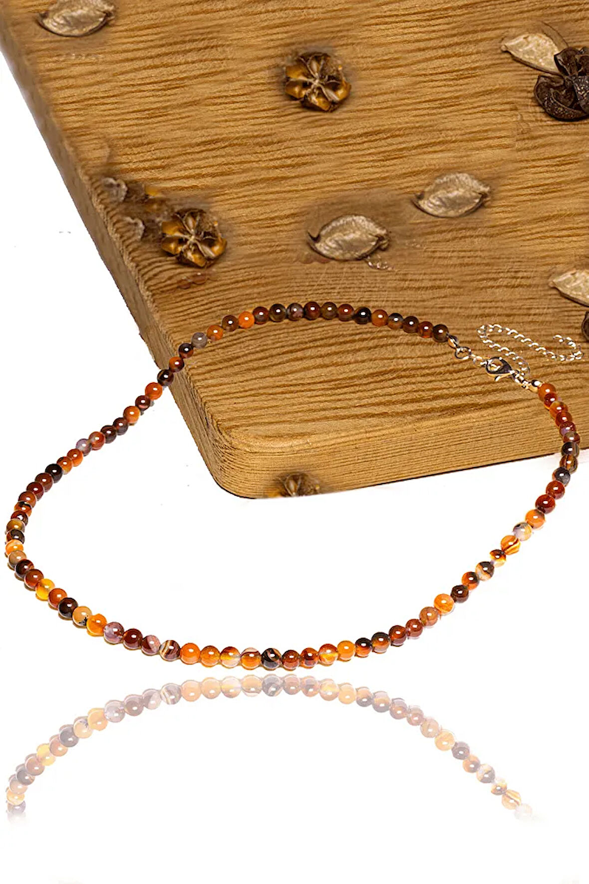 Sertifikalı Aaa+ Kalite Siyah - Kızıl Yemen Akiği Taşı Dizi Kolye