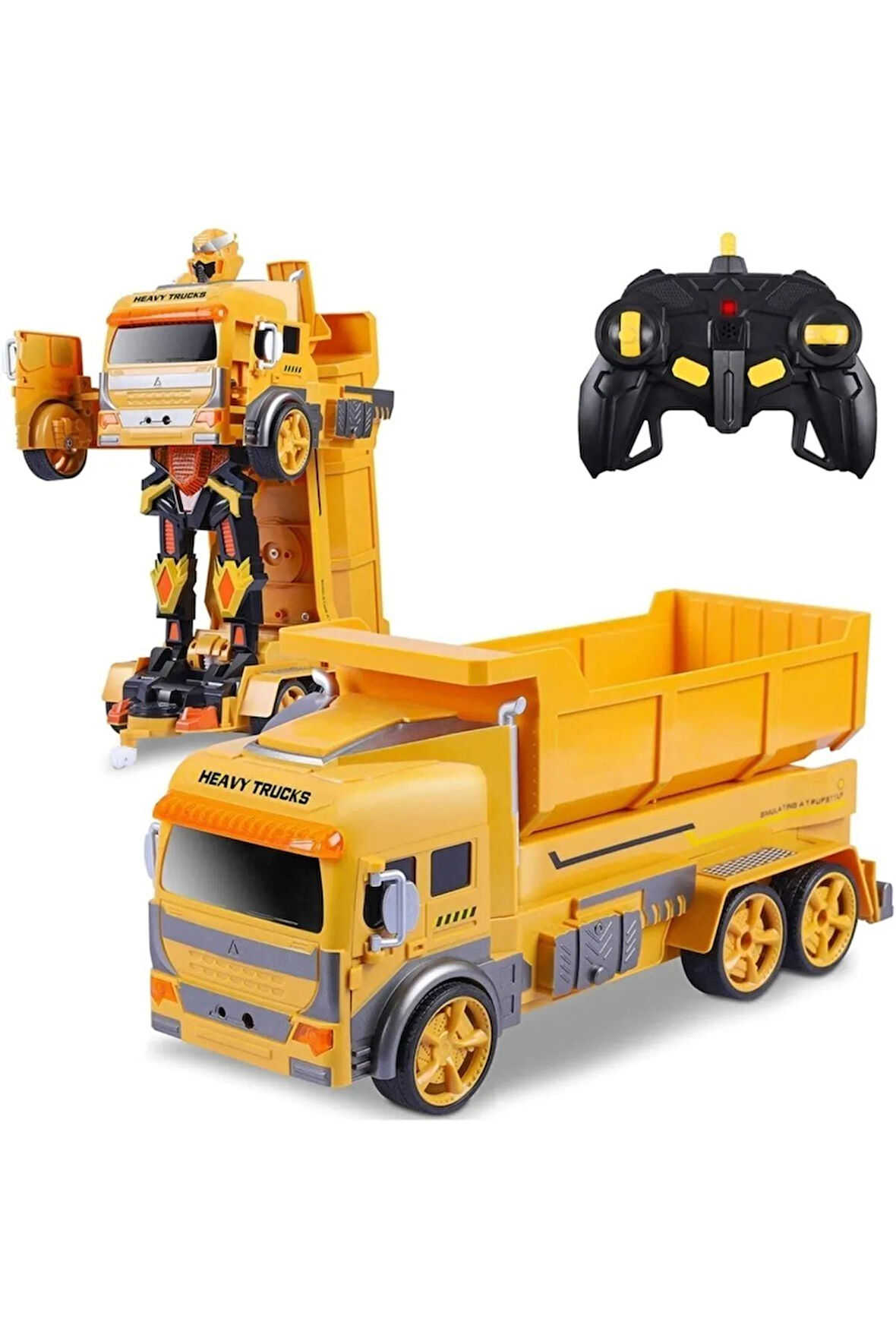 Çocuk R/c Uzaktan Kumandalı Sensörlü Şarjlı Robota Dönüşen Inşaat Kamyonu