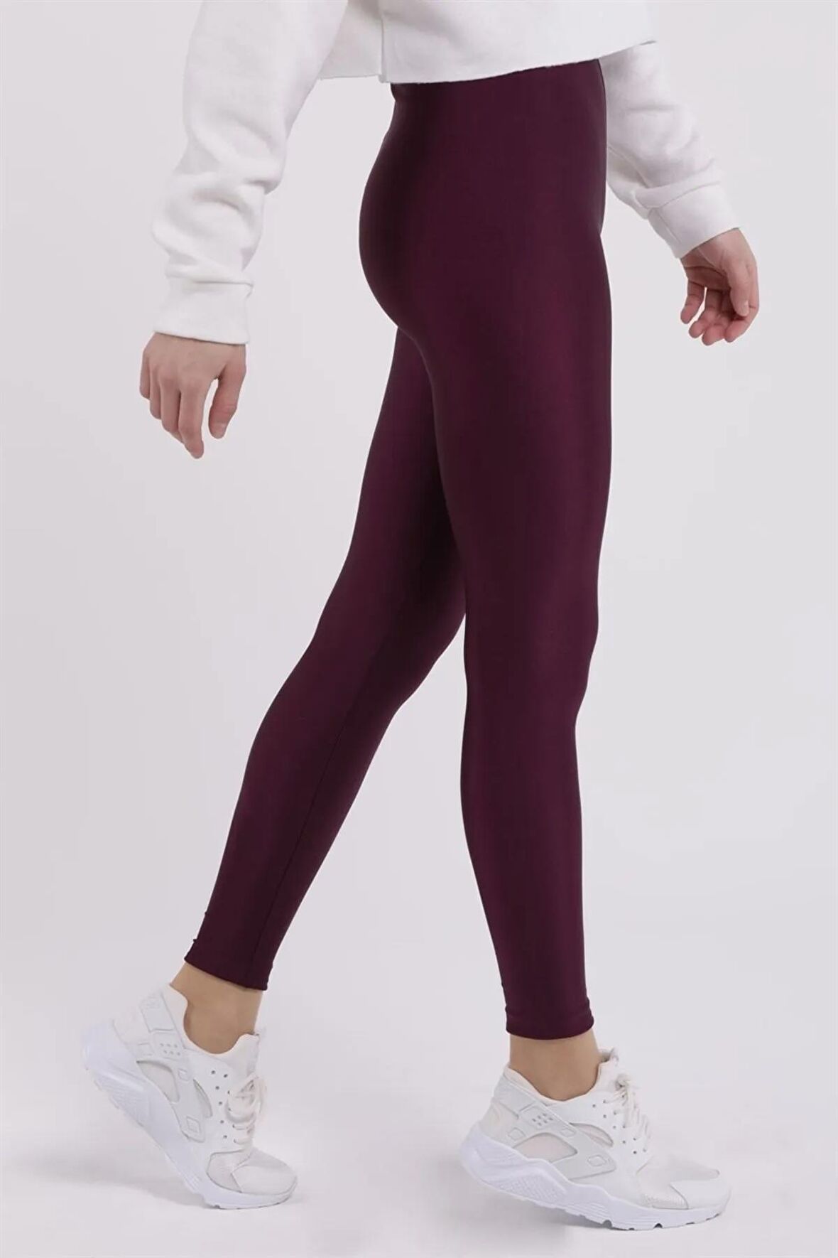 Kadın Mürdüm Parlak Yüksek Bel Toparlayıcı Disko Tayt