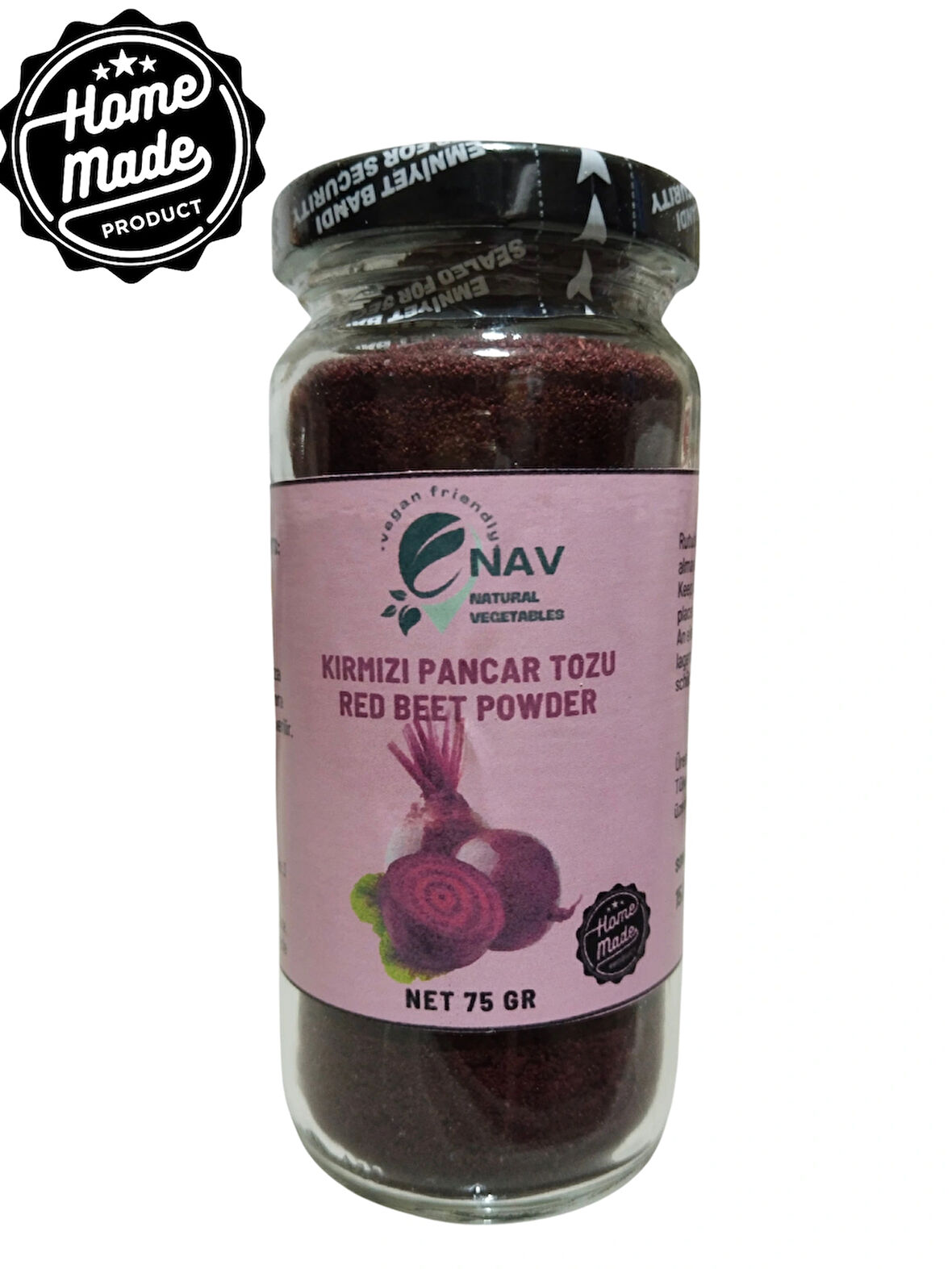 NAV Kırmızı Pancar Tozu Ev Yapımı Katkısız Koruyucusu Sağlıklı Cam Şişede 75 GR