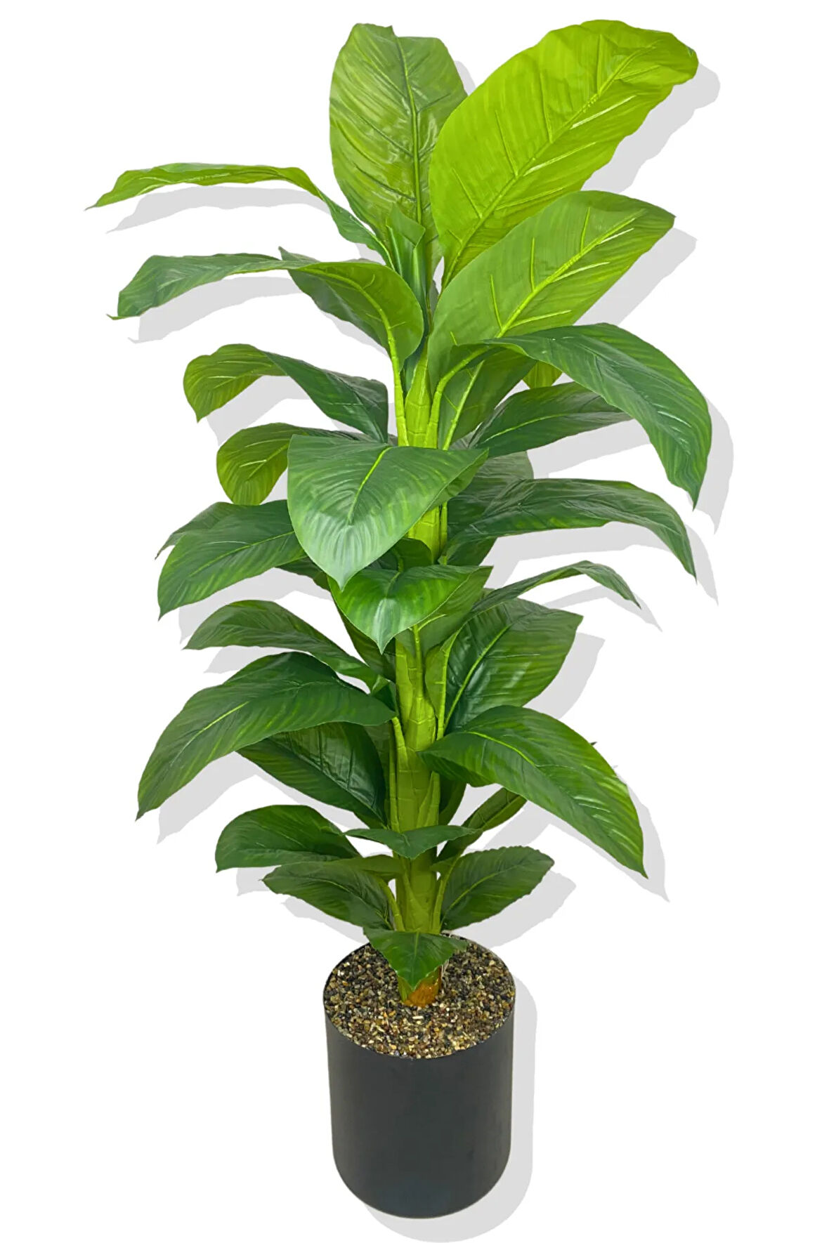YAPAY KOYU LÜX YAPRAK DİFENBAHYA YAPAY AĞAÇ 160 CM 30X30 SİYAH GALVANİZ SAKSI