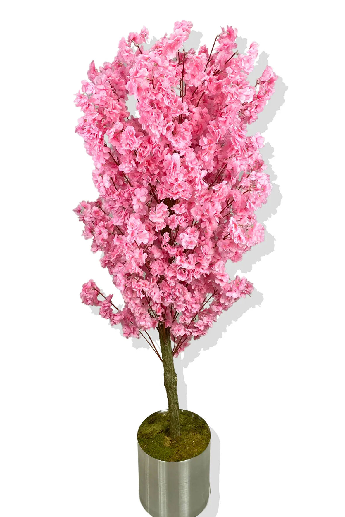 PEMBE LÜX YAPRAK BAHAR DALI YAPAY AĞAÇ 160 CM 25X25 GALVANİZ SAKSI