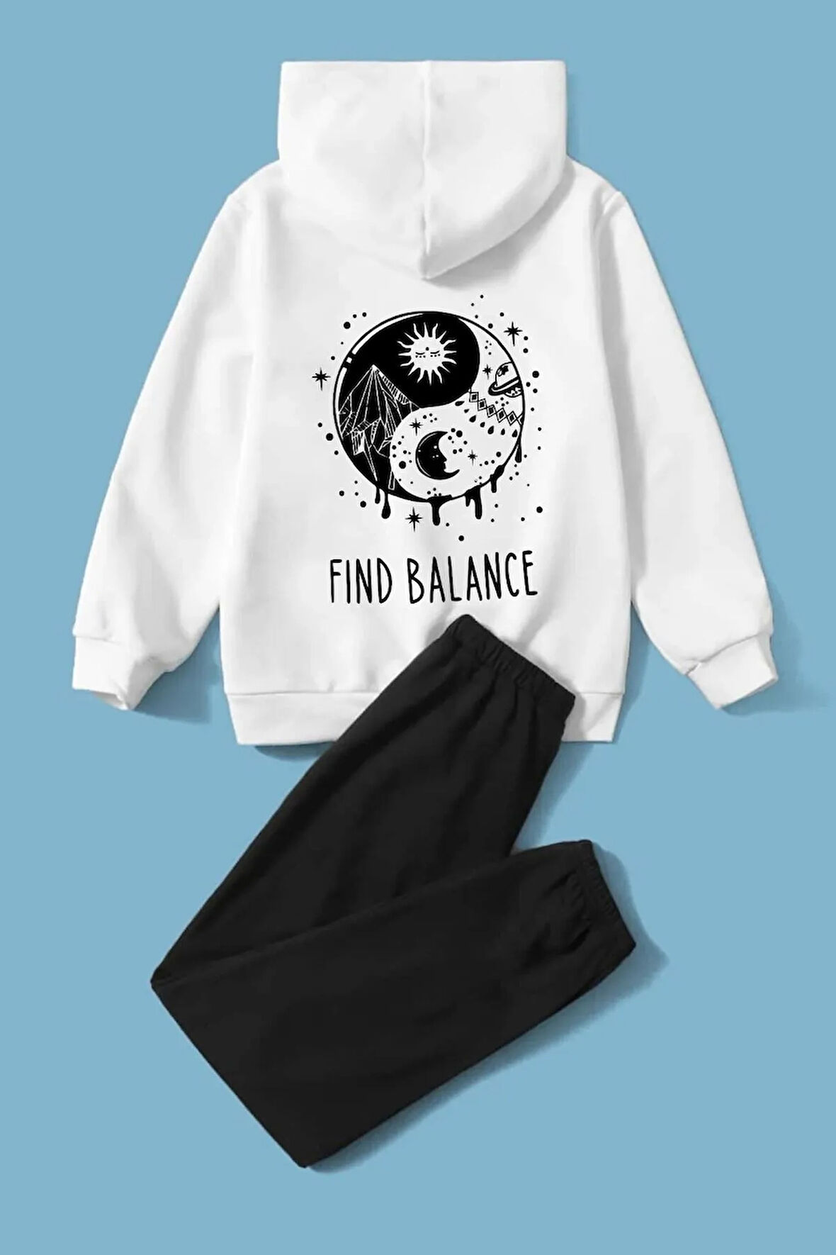 Kız/Erkek Çocuk Yin & Yang Baskılı  Eşofman Takımı