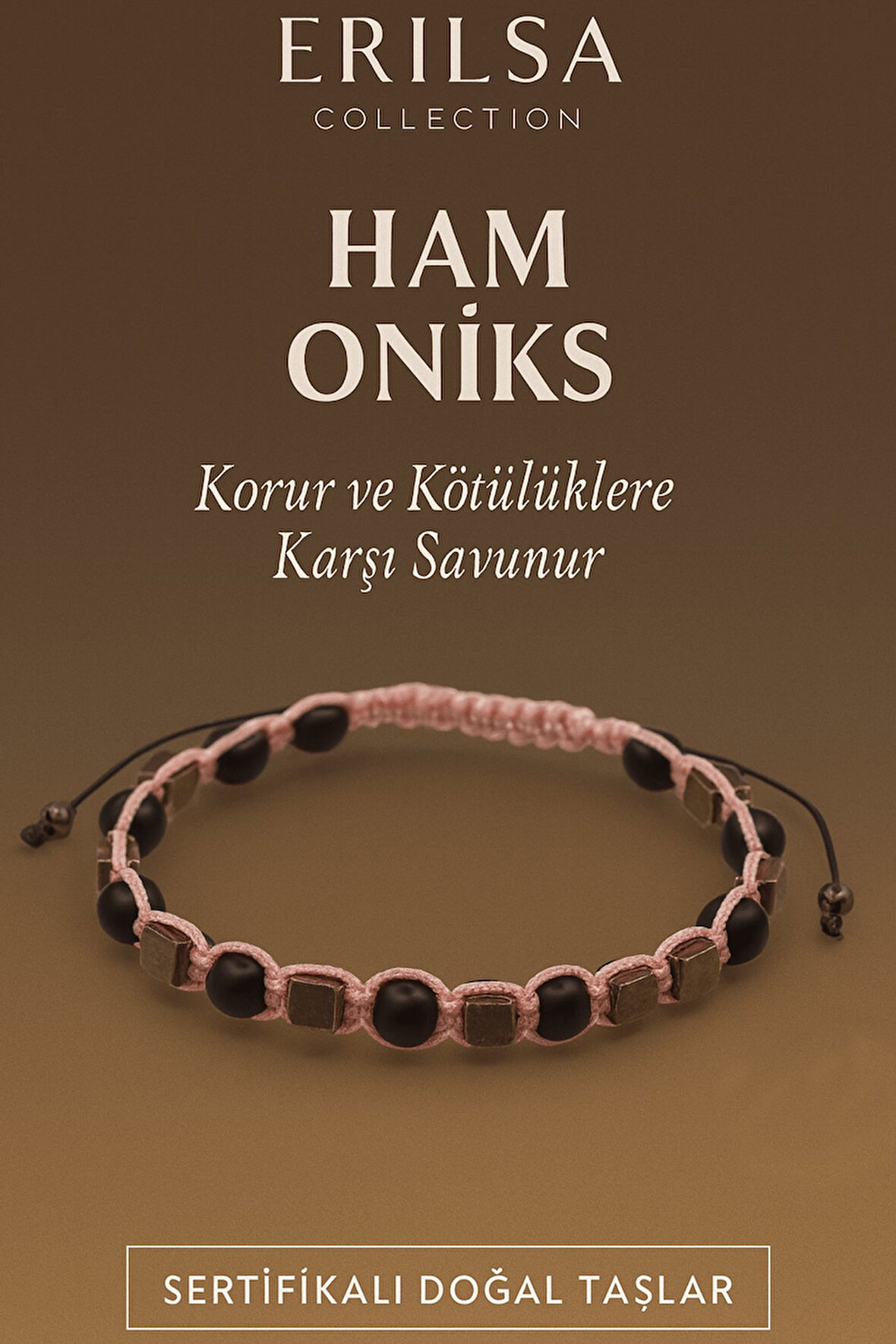 Sertifikalı Ham İşlenmemiş Oniks Taşı Bileklik – Kötülüklere Karşı Korur