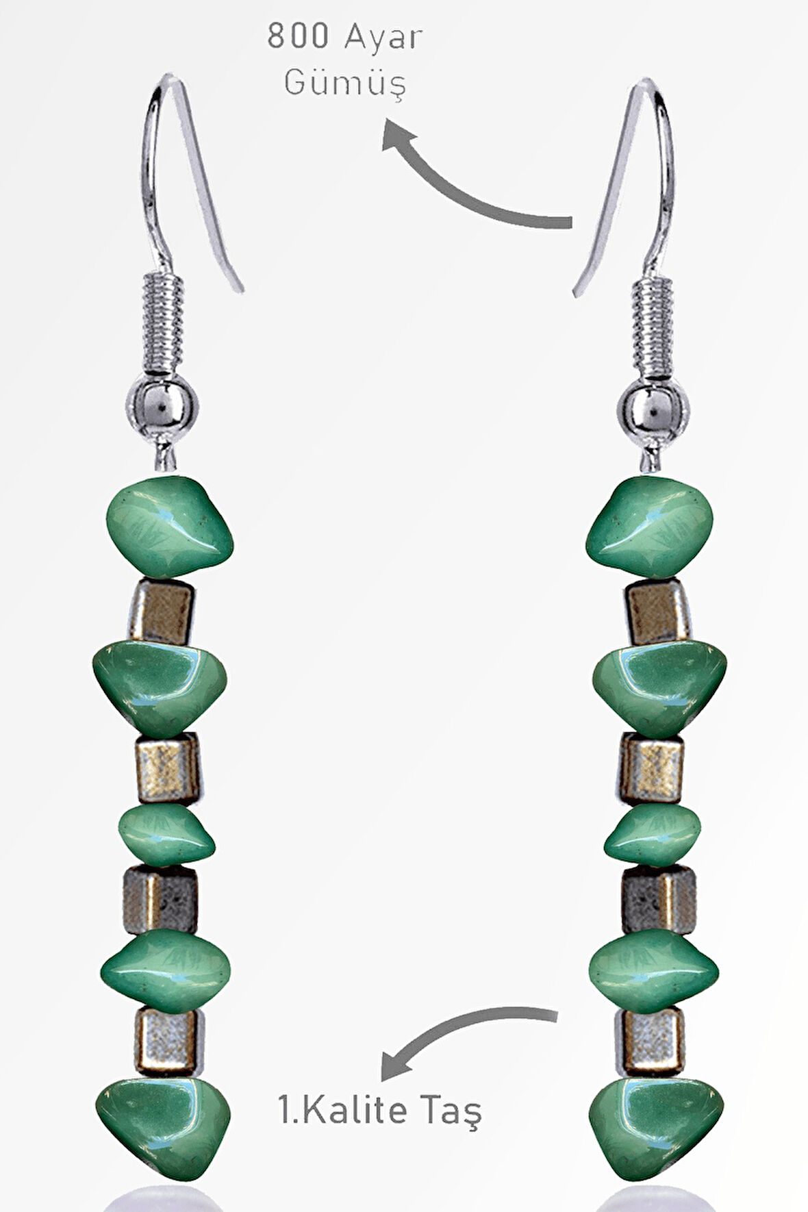 Sertifikalı Ham Kırık Taşlı Model Aventurin Taşı Küpe