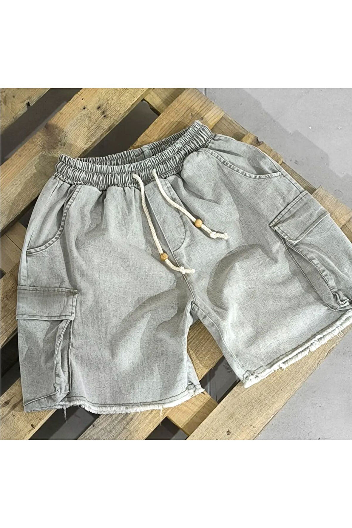 Kargo Cepli Baggy Kesim Denim Şort