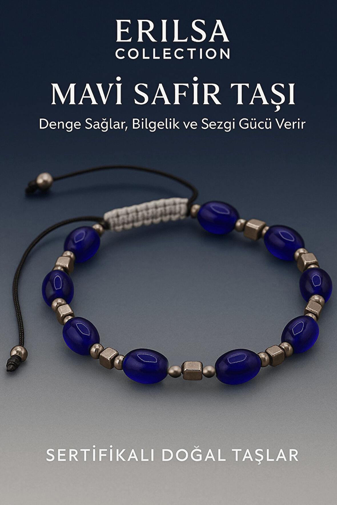 Sertifikalı Sentetik Mavi Safir Taşı Bileklik - Bilgelik Denge ve Sezgi Gücü Veren Takı