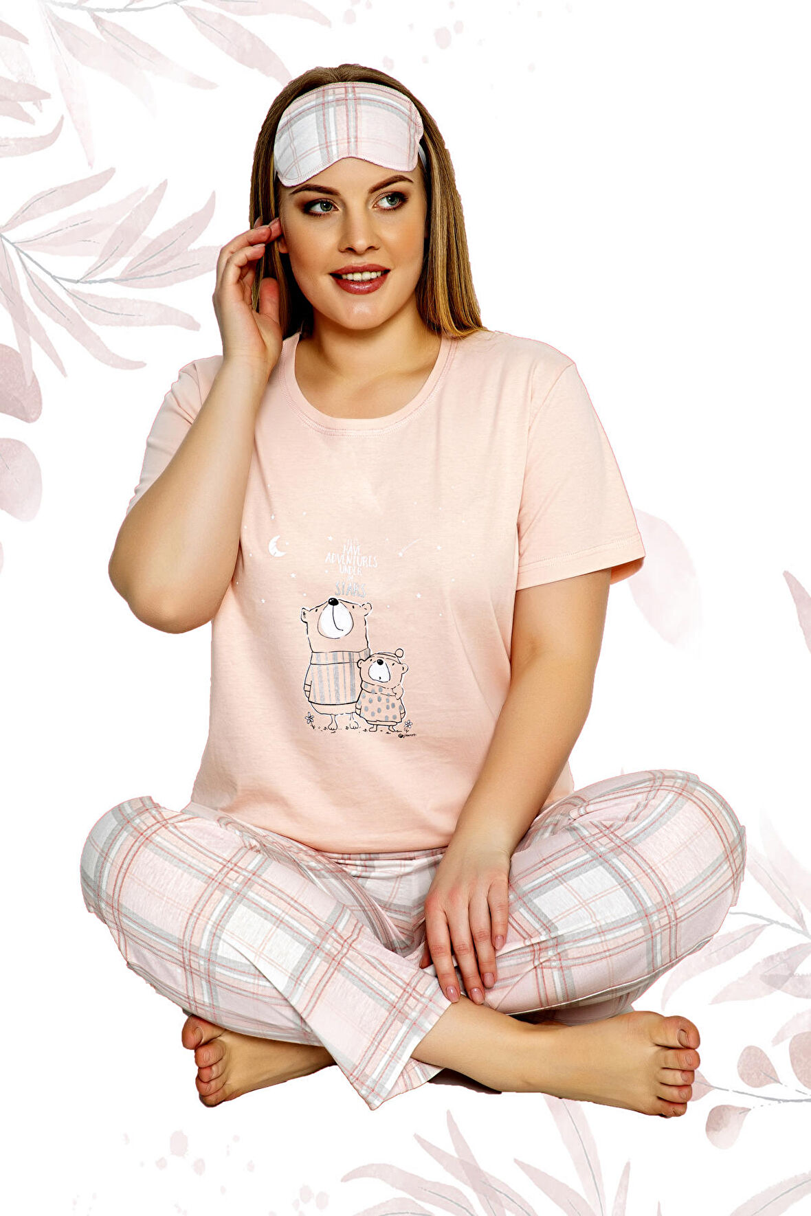 Nisanca %100 Pamuk  Büyük Beden Kısa Kol Kadın Pijama Takımı