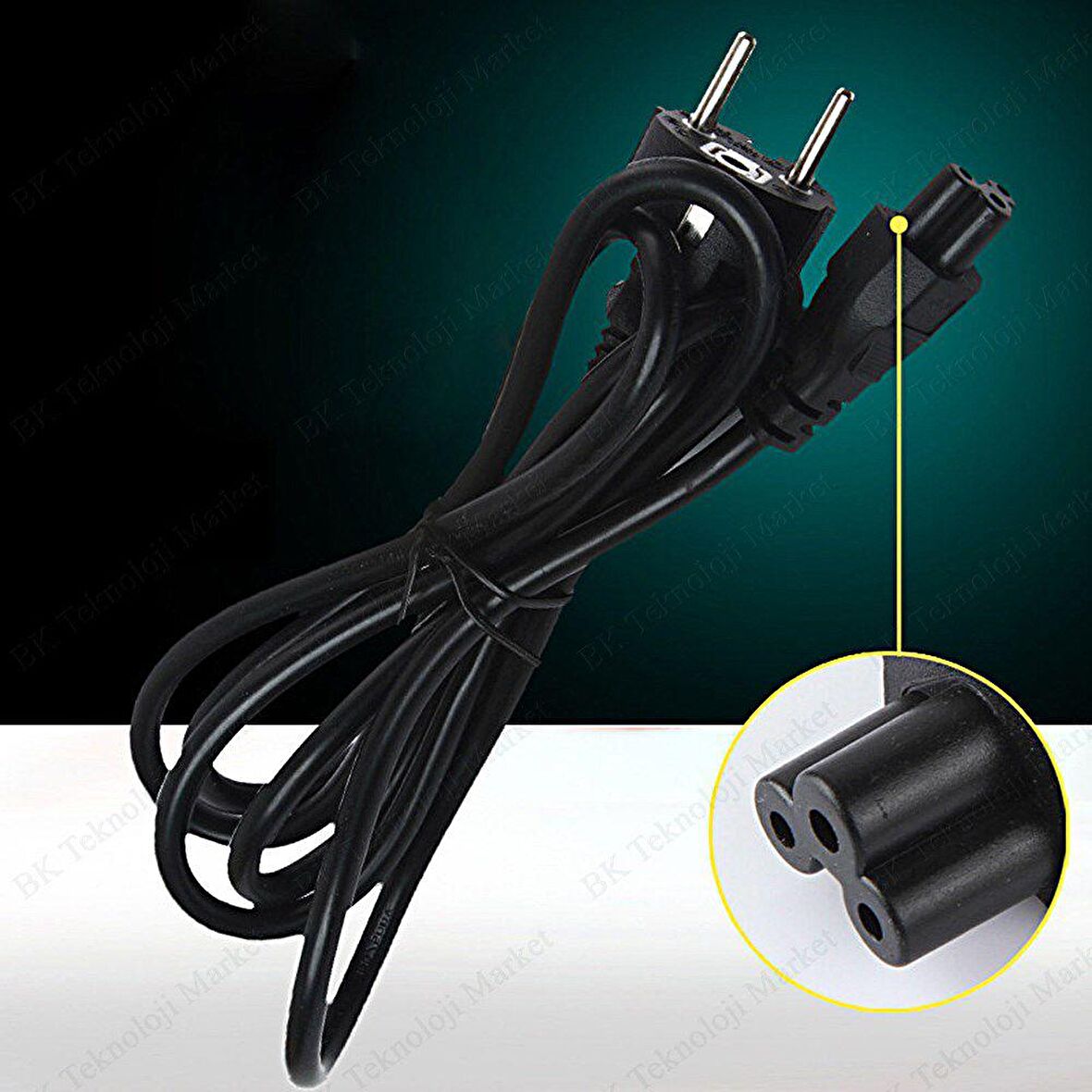 Yonca Adaptör Elektrik Ceryan Kablosu 3 Gözlü Power Kablo 1,5 Metre