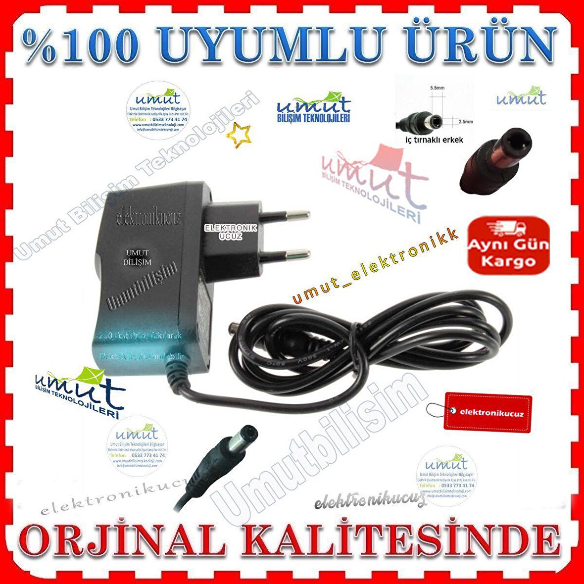 EU-04-12v 1a Adaptör Arduino Bileşenleri İçin Kullanılabilir Adaptör.