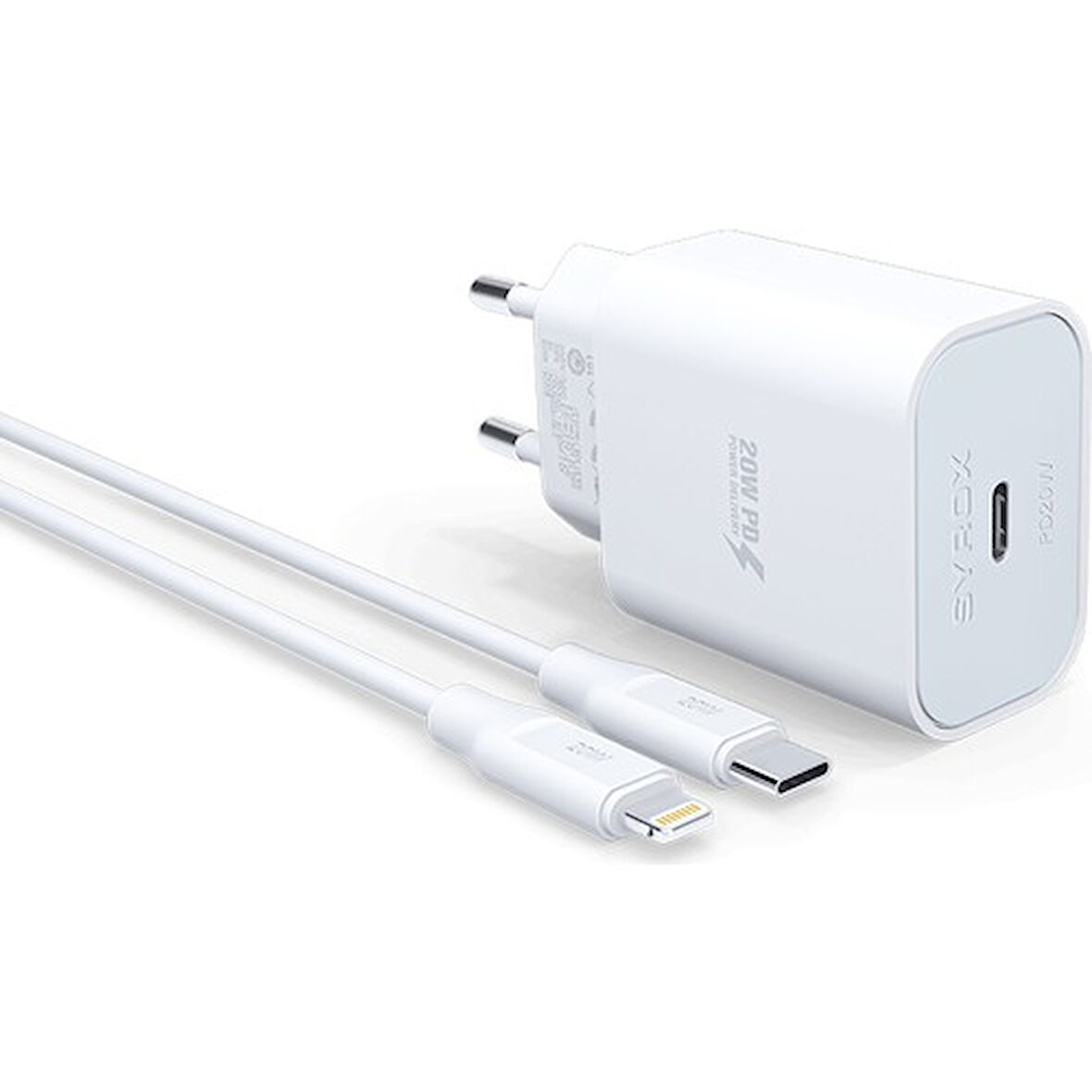iPhone XS uyumlu 20W PD Lightning Şarj Adaptörü & Usb-C to Lightning Sarj Kablosu