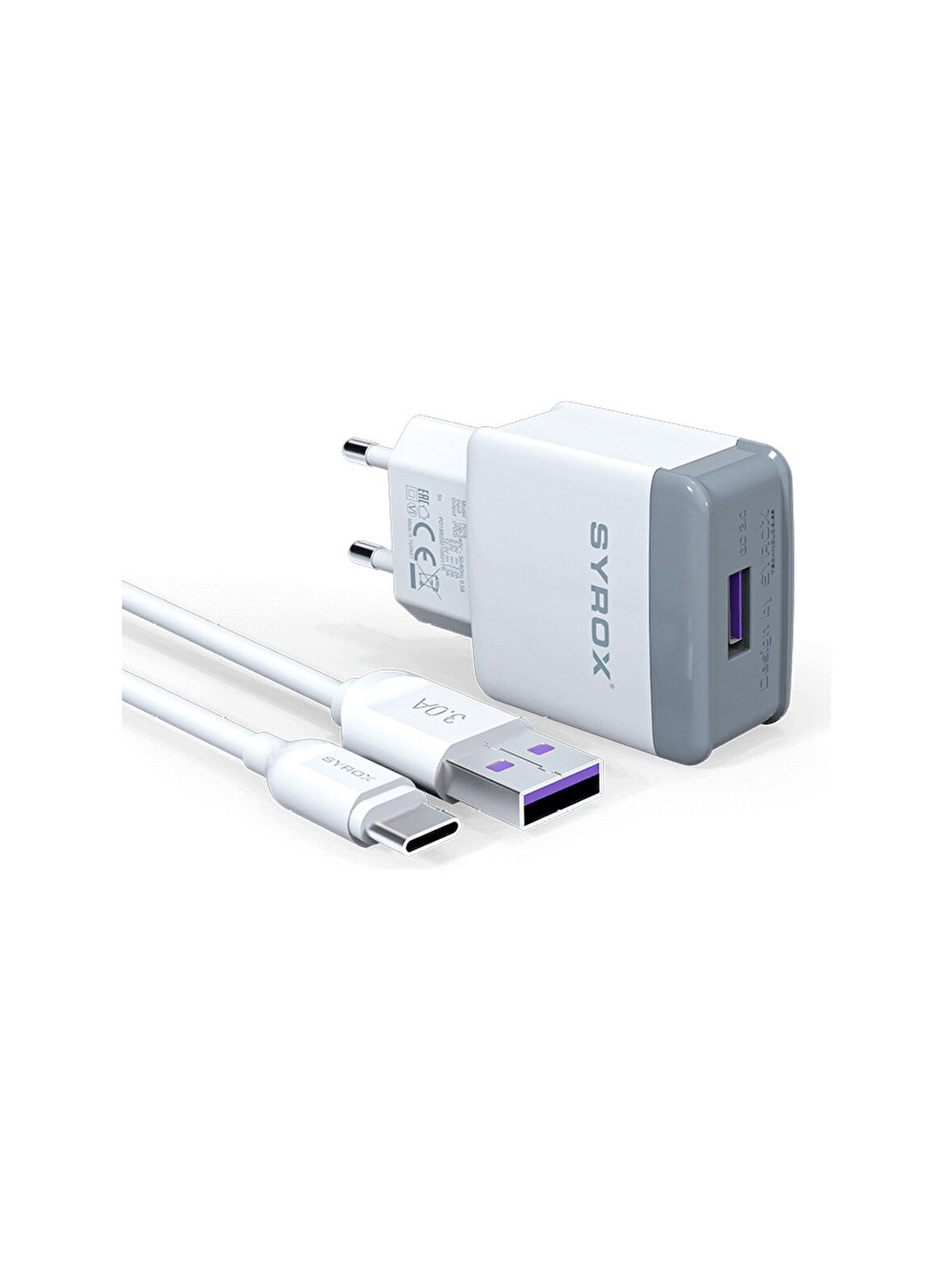 HüSo_Asus ZenFone 3 Zoom Uyumlu Type-C Girişli Hızlı Şarj Seti Adaptörü+Kablo Cihazı 3.0 Amper_q32