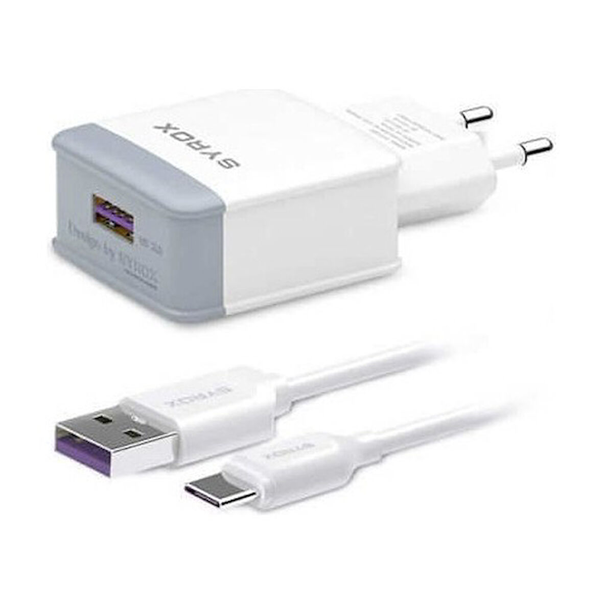 HüSo_LG Q8 Uyumlu Type-C Girişli Hızlı Şarj Aleti Cihazı Adaptör+Kablo 3.0A Q32