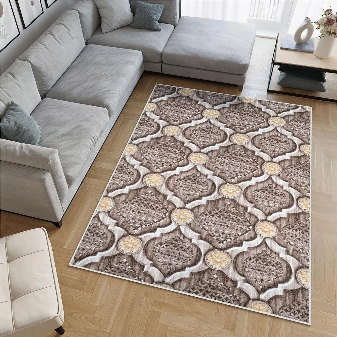 Hilton Halı ,Modern Yıkanabilir Kaymaz Taban Halı ,Salon Halısı ,Mutfak Halısı Yolluk