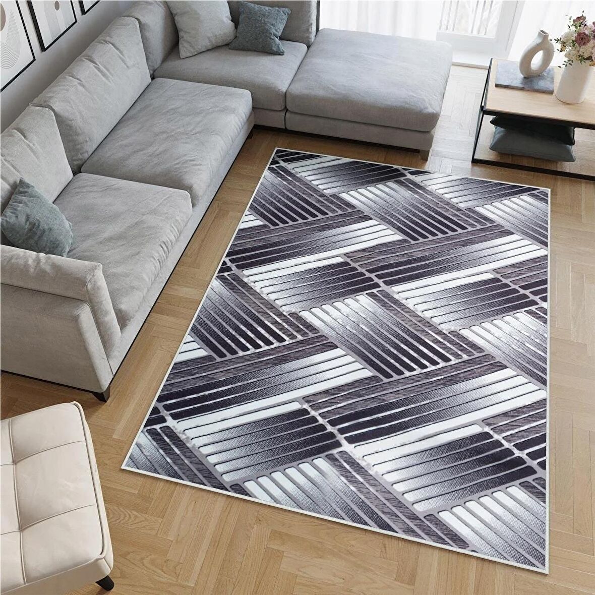 Hilton Halı ,Modern Yıkanabilir Kaymaz Taban Halı ,Salon Halısı ,Mutfak Halısı Yolluk