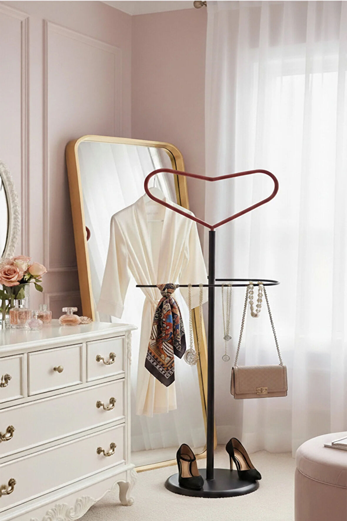 Rosaline Metal Kalp Figürlü Dilsiz Uşak - 45x115 cm | Elektrostatik Fırın Boyalı