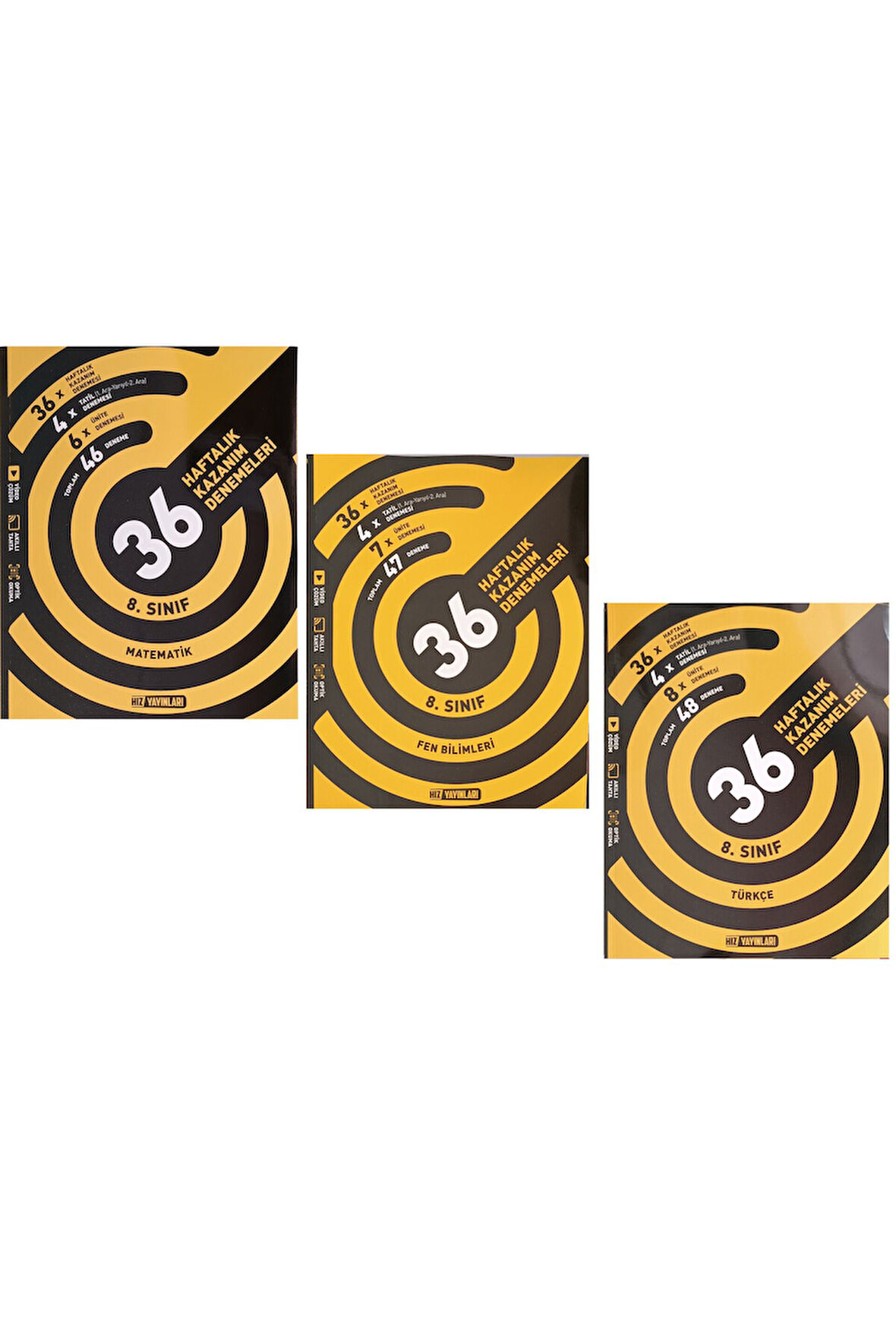 8. Sınıf Matematik Fen Türkçe 36 Haftalık Kazanım Denemeleri 3 Kitap Set